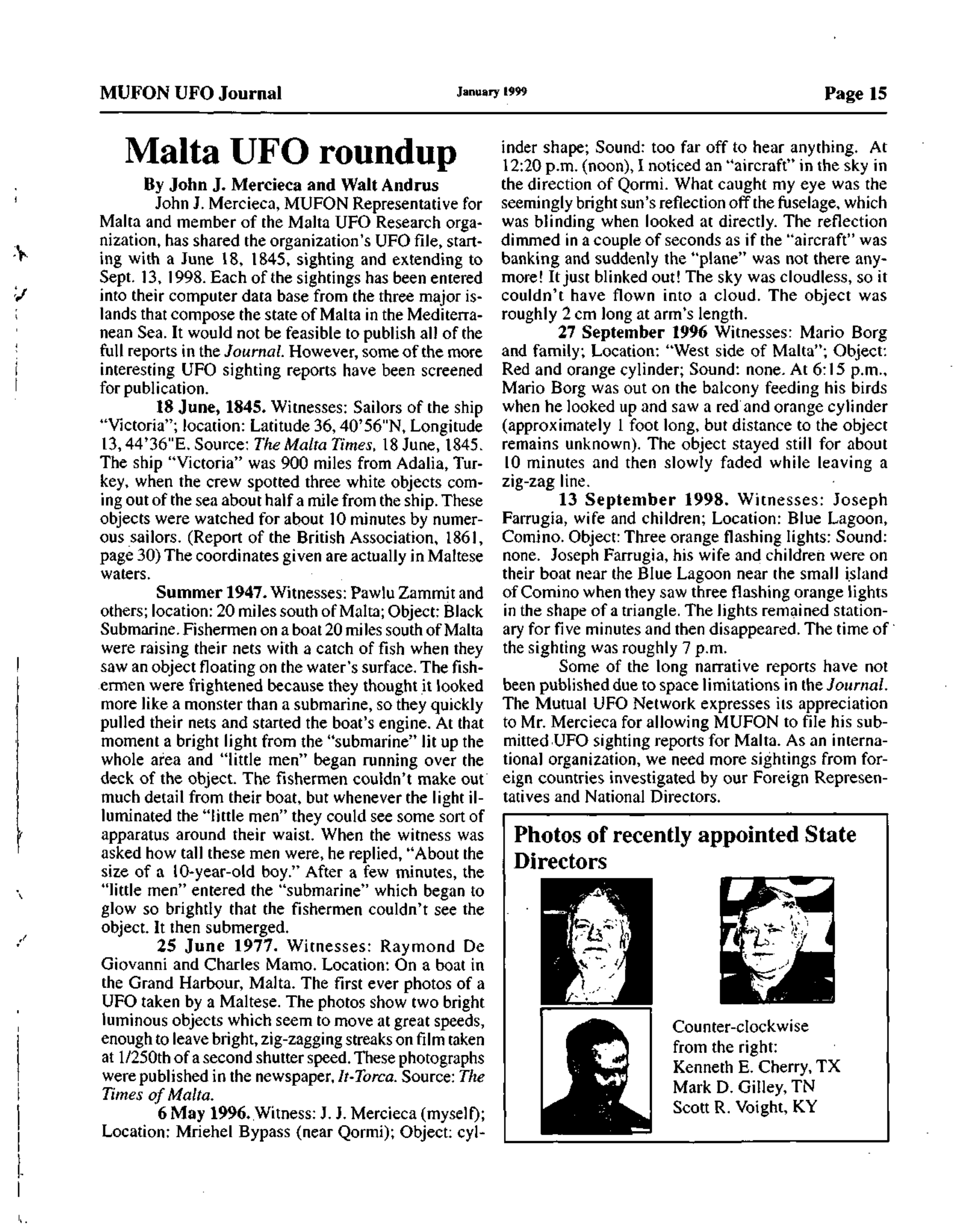 Mufon Ufo Journal 1999 1. January