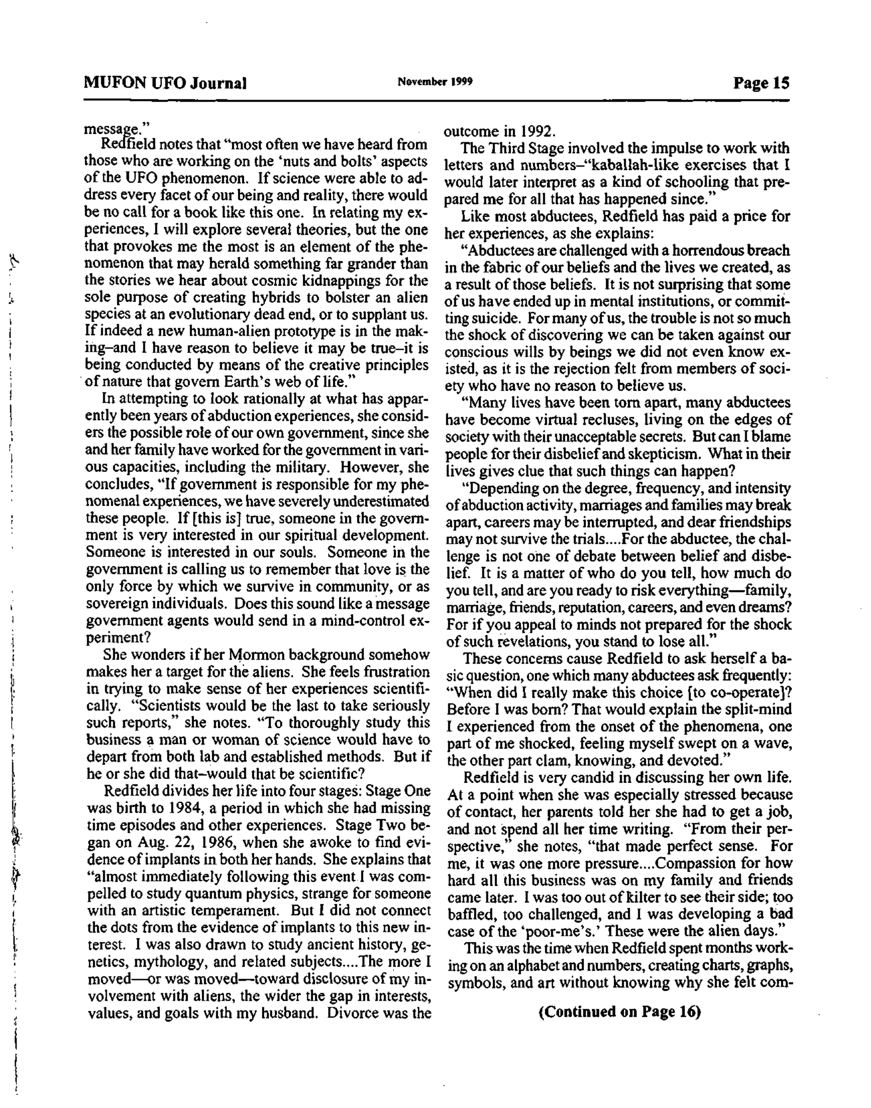 Mufon Ufo Journal 1999 11. November