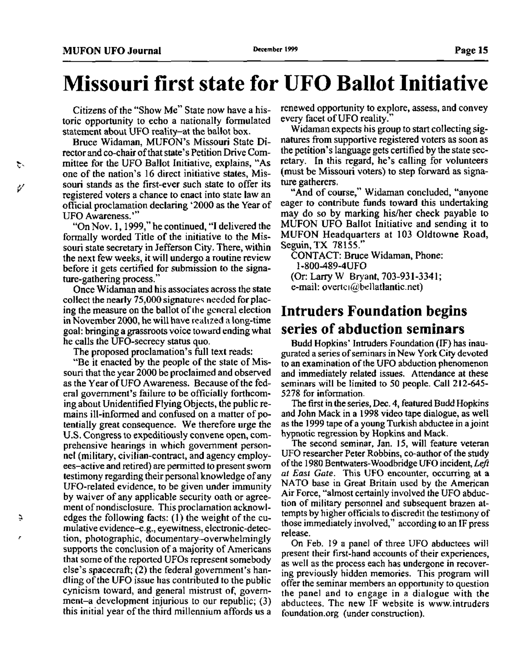 Mufon Ufo Journal 1999 12. December