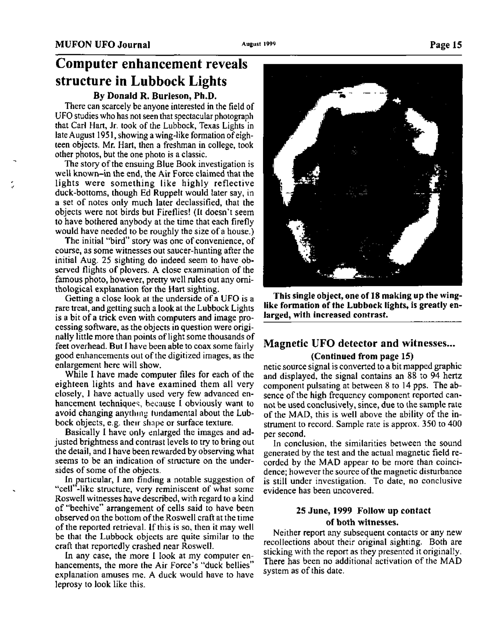 Mufon Ufo Journal 1999 8. August