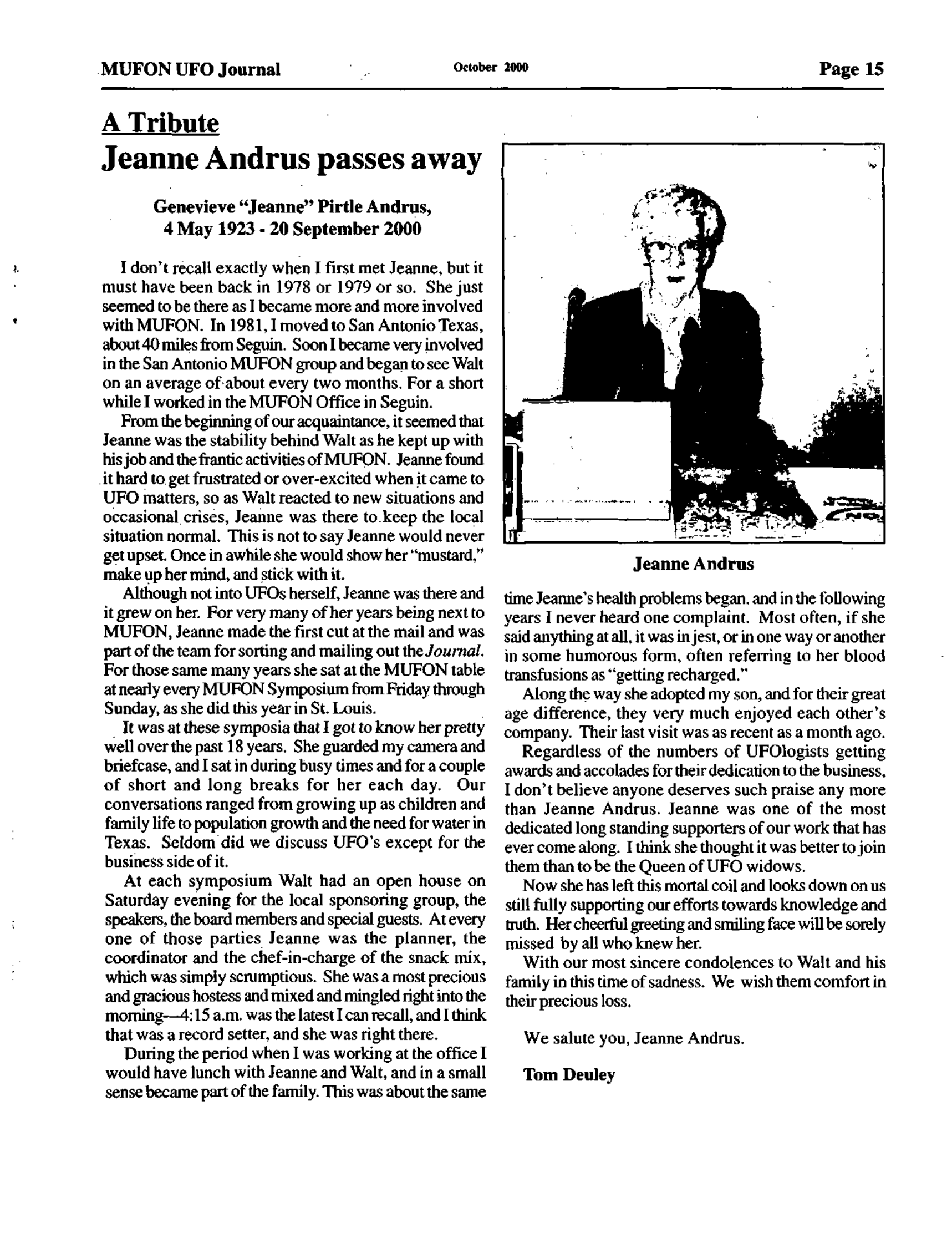Mufon Ufo Journal 2000 10. October