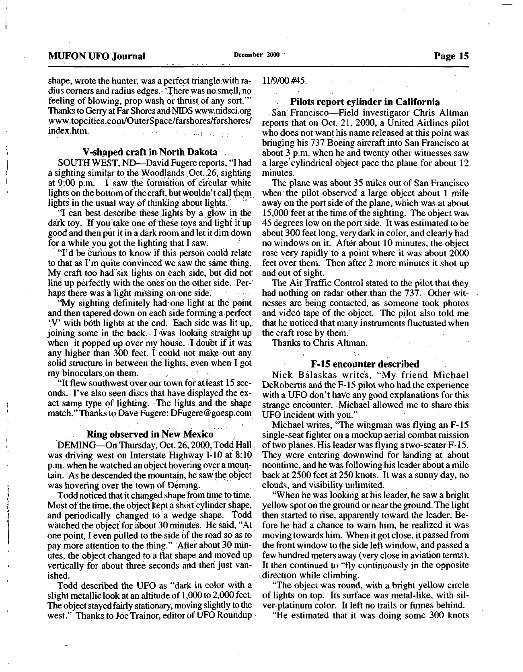 Mufon Ufo Journal 2000 12. December