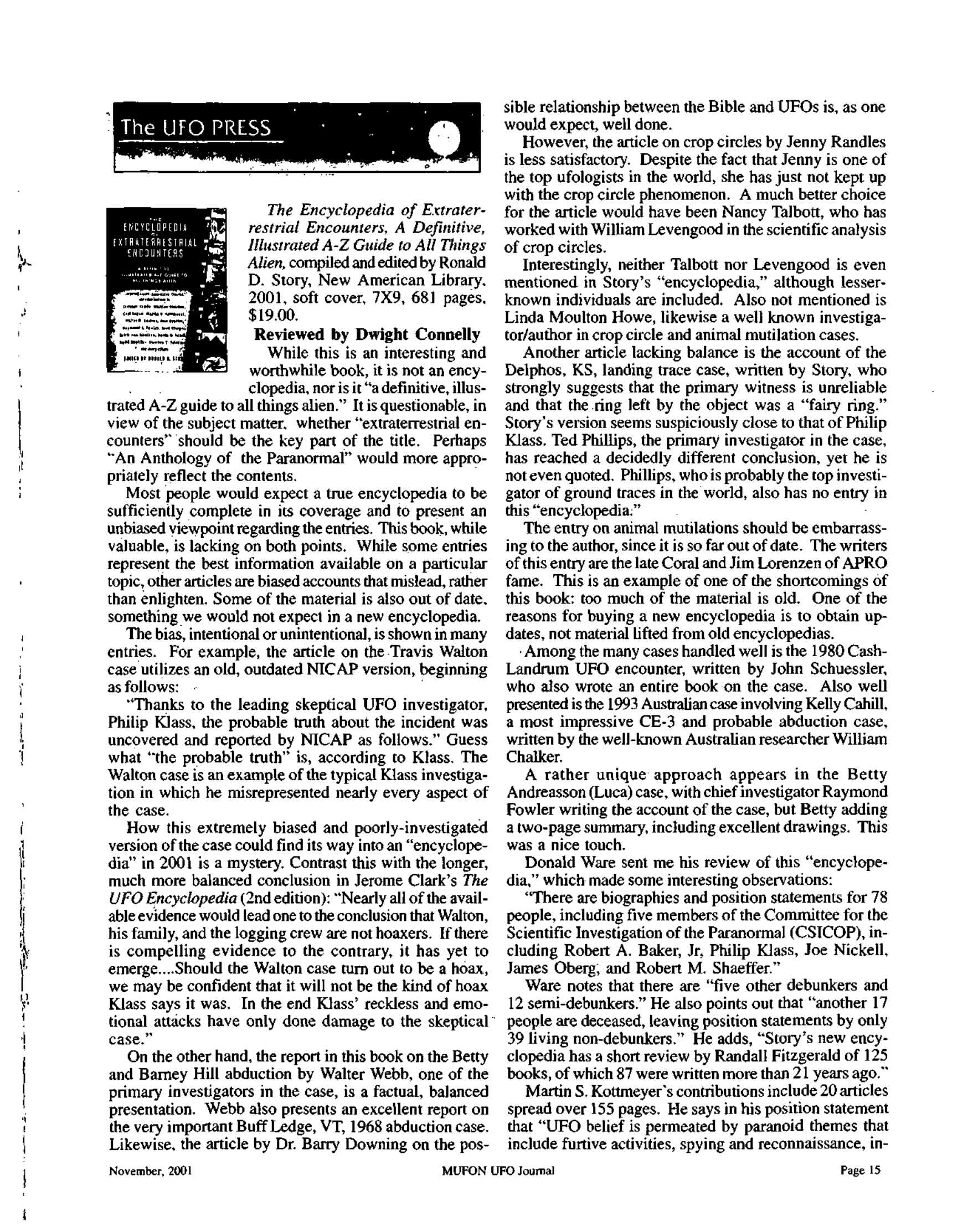 Mufon Ufo Journal 2001 11. November