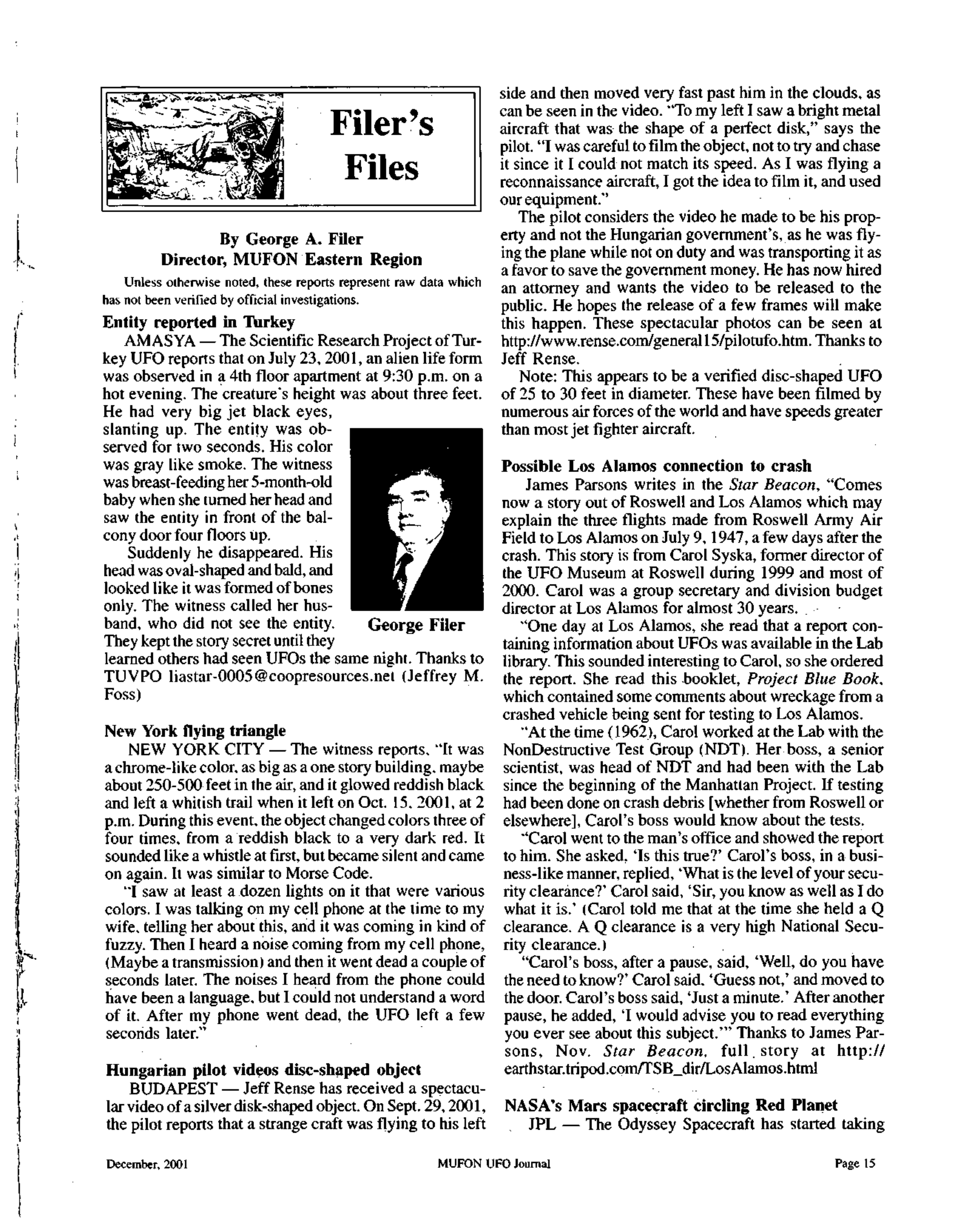 Mufon Ufo Journal 2001 12. December
