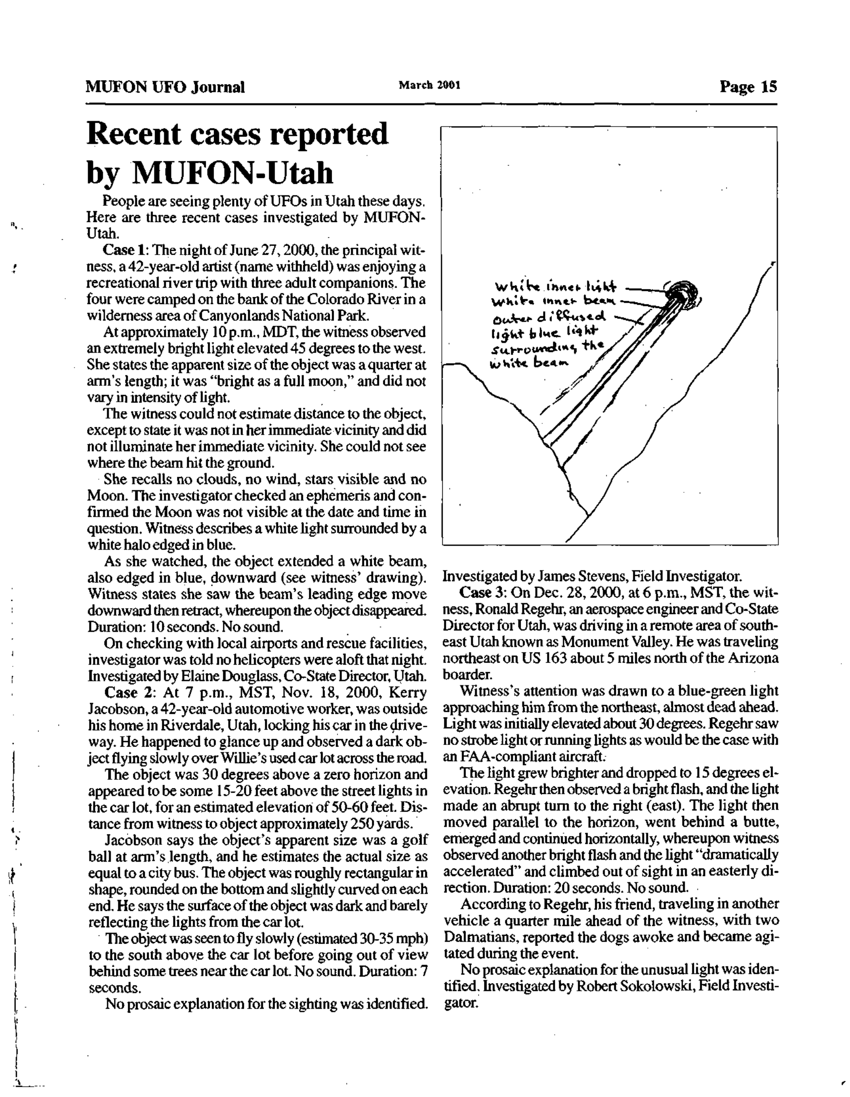 Mufon Ufo Journal 2001 3. March