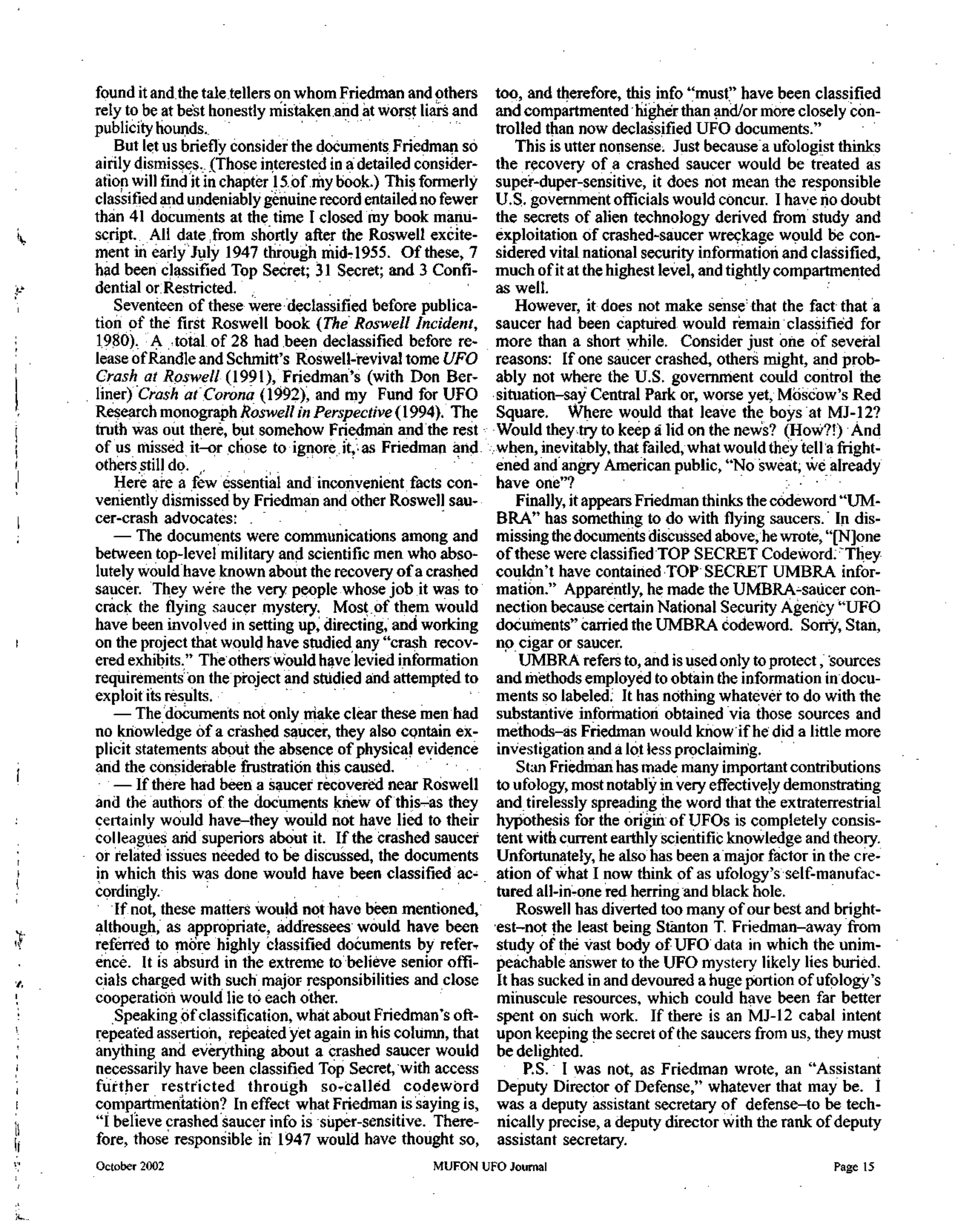 Mufon Ufo Journal 2002 10. October