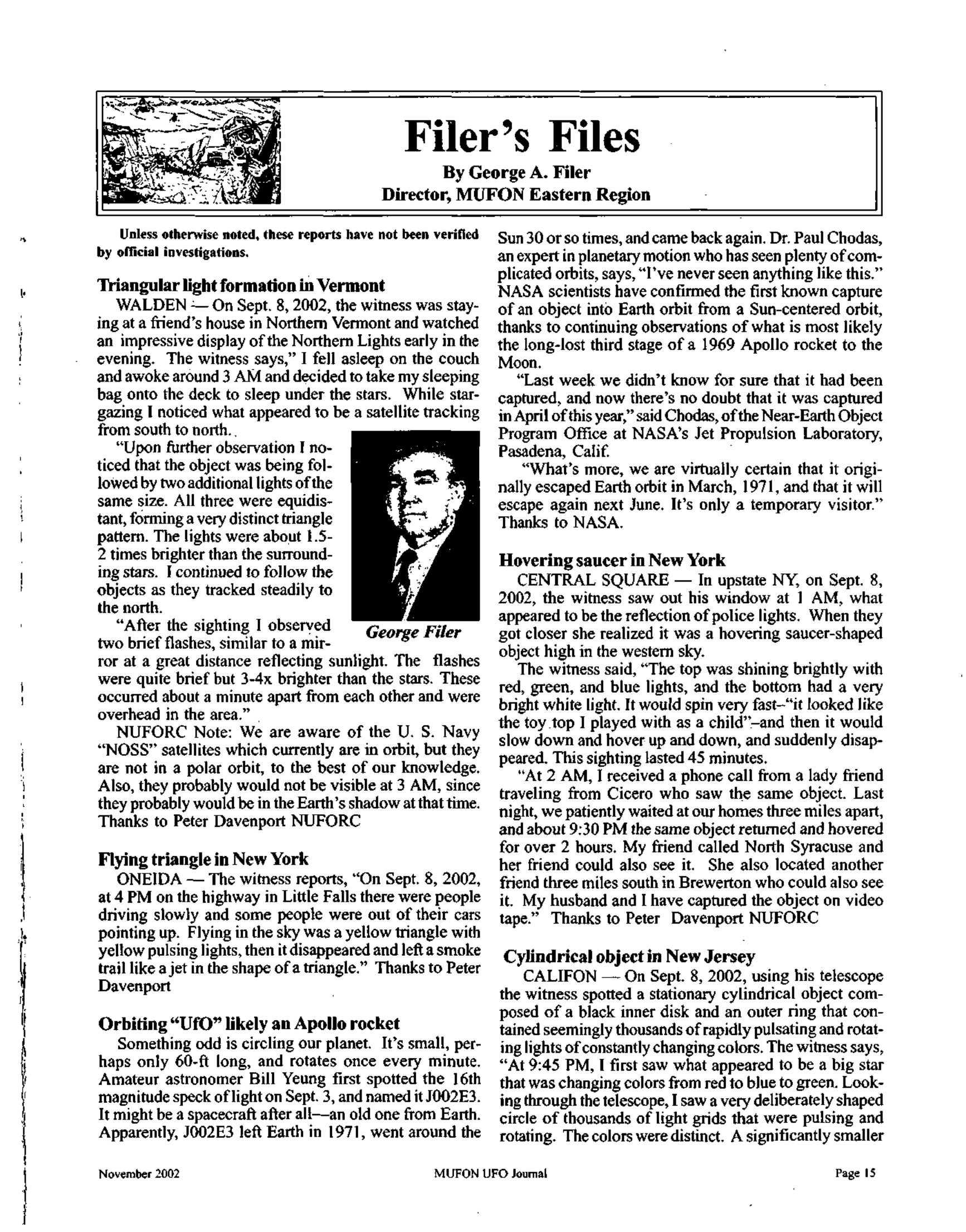 Mufon Ufo Journal 2002 11. November