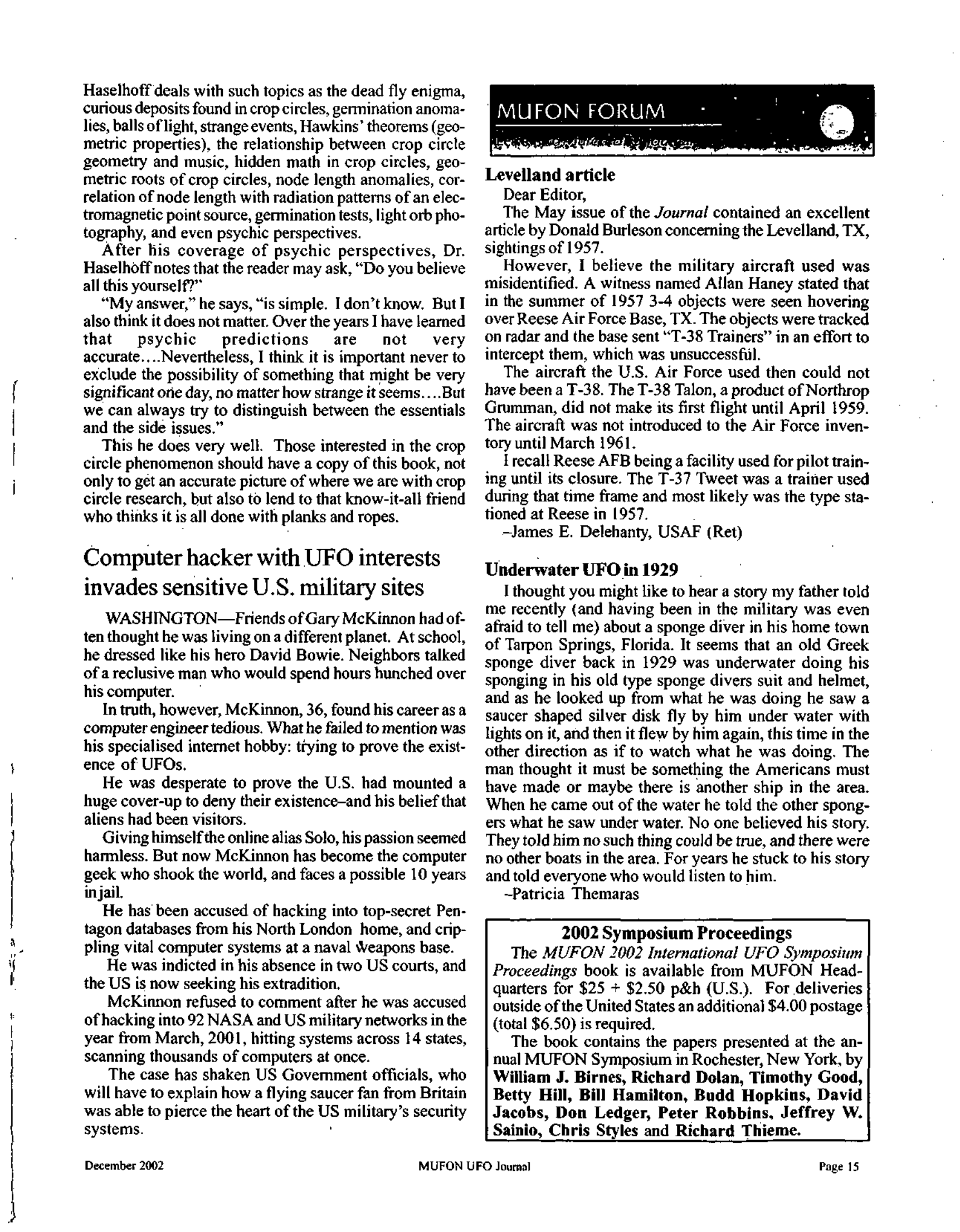 Mufon Ufo Journal 2002 12. December