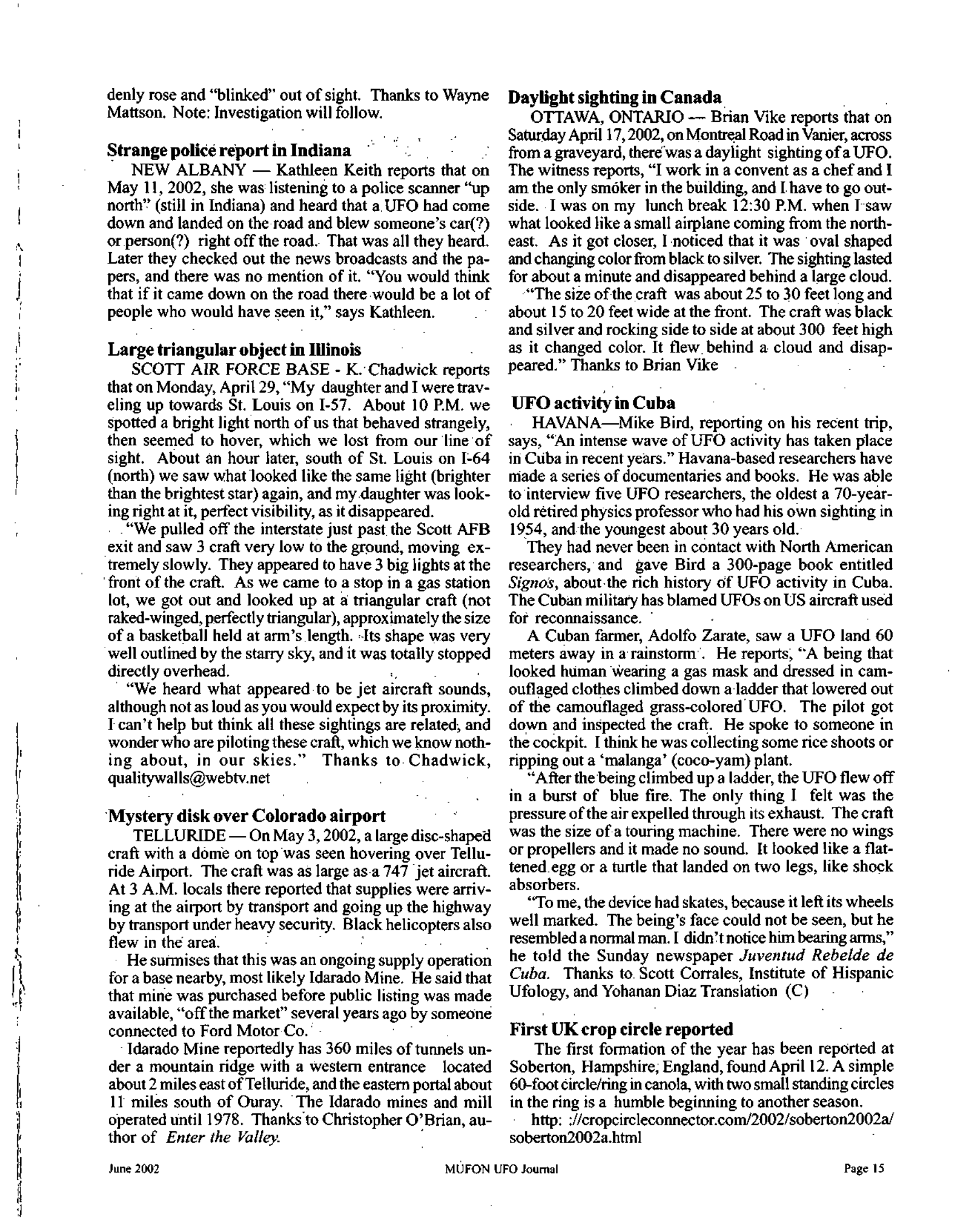 Mufon Ufo Journal 2002 6. June