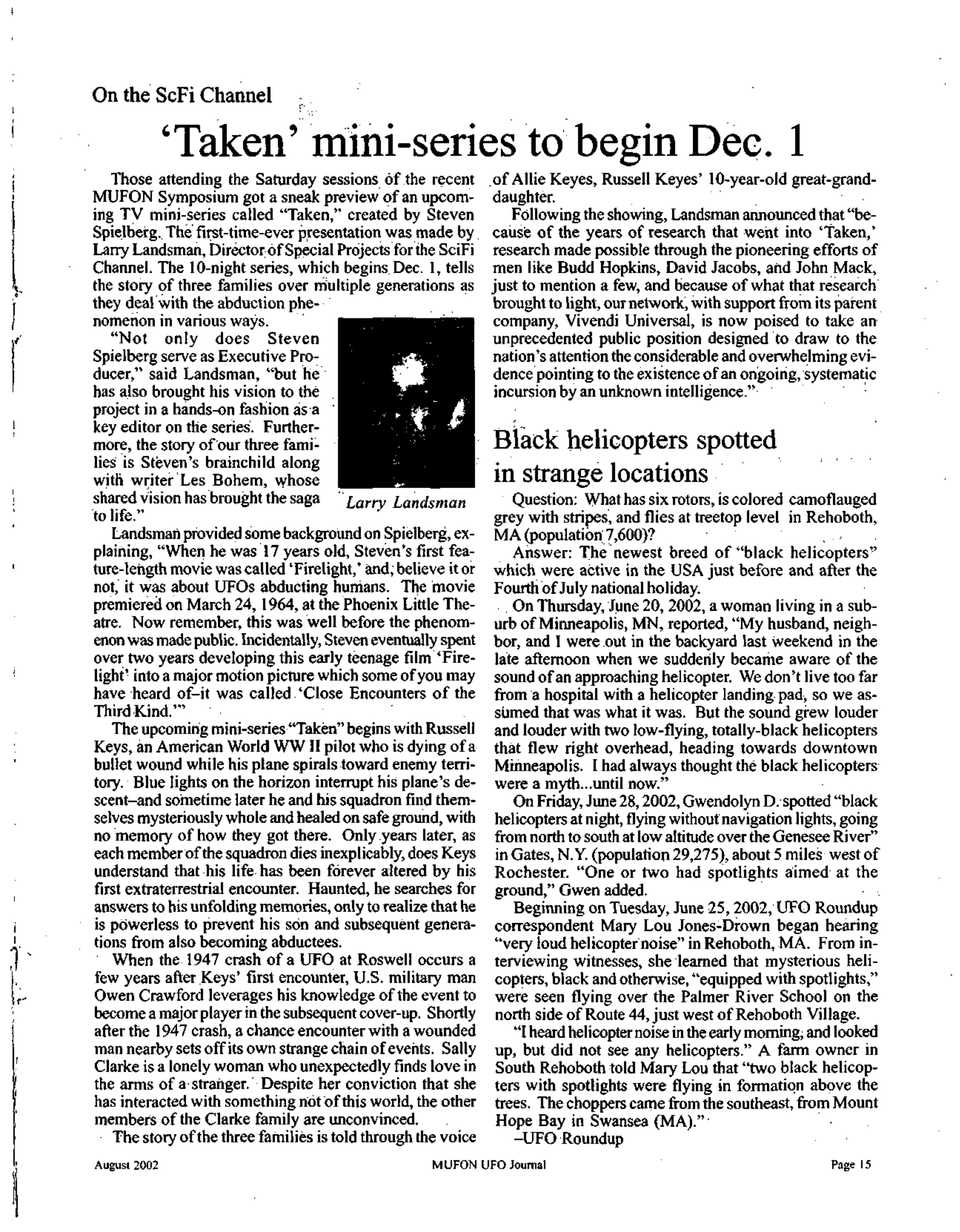 Mufon Ufo Journal 2002 8. August