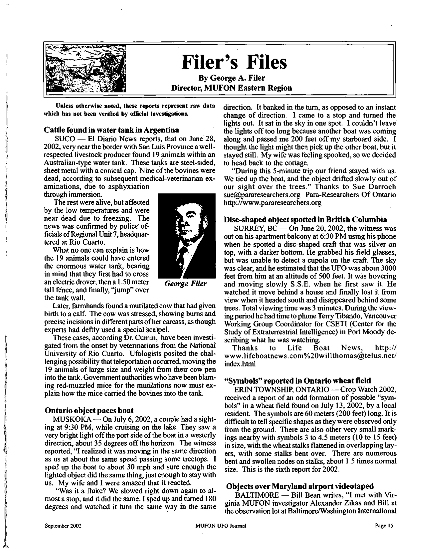 Mufon Ufo Journal 2002 9. September