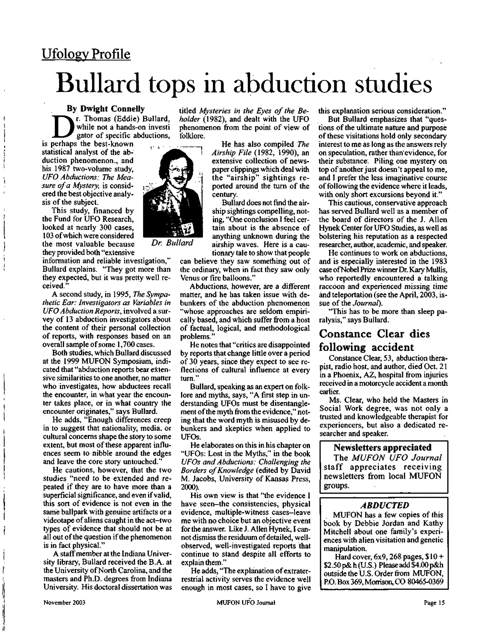 Mufon Ufo Journal 2003 11. November