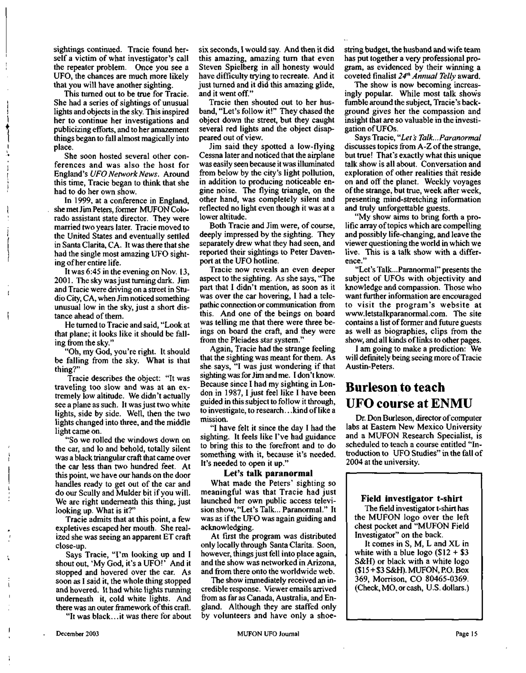 Mufon Ufo Journal 2003 12. December