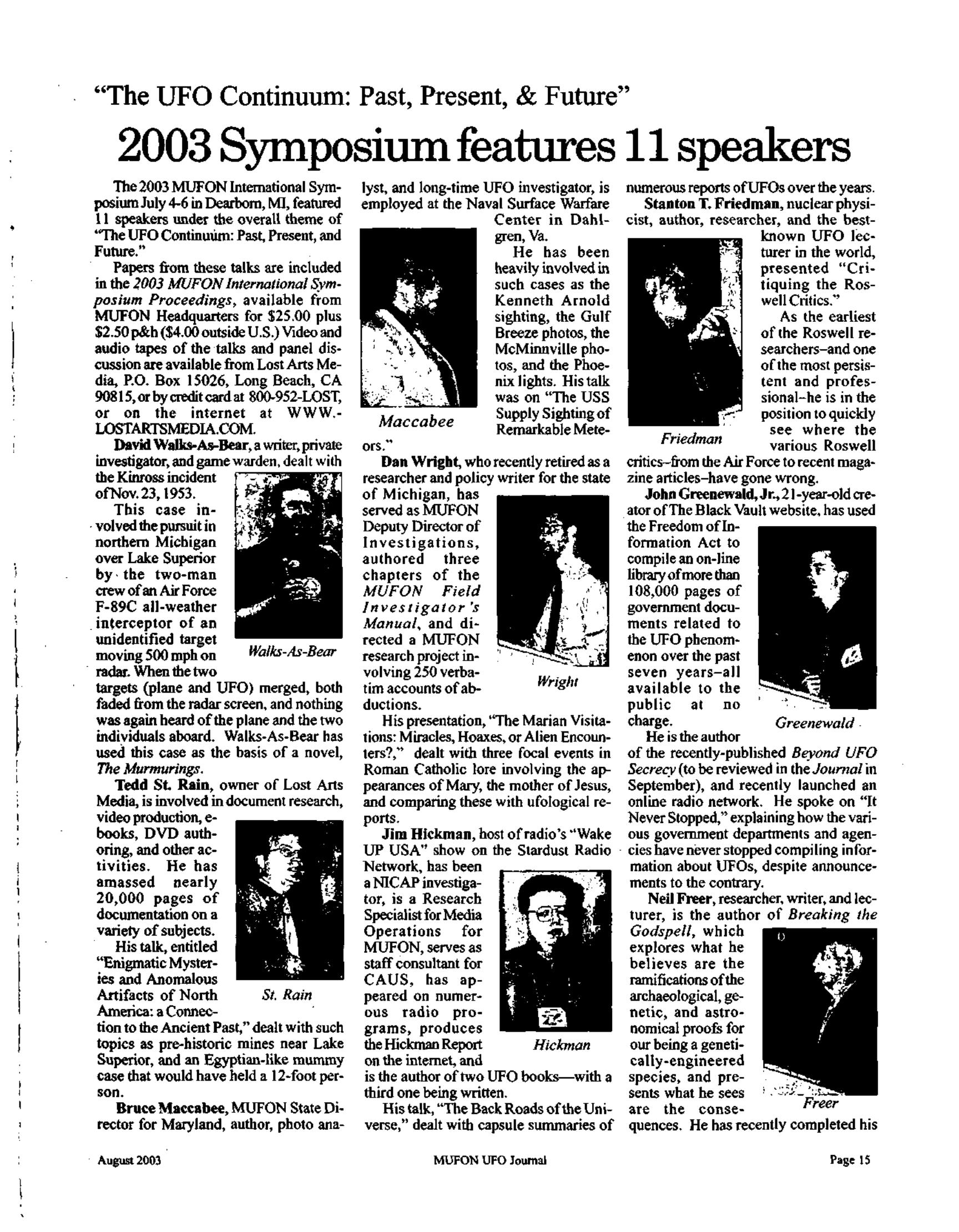 Mufon Ufo Journal 2003 8. August