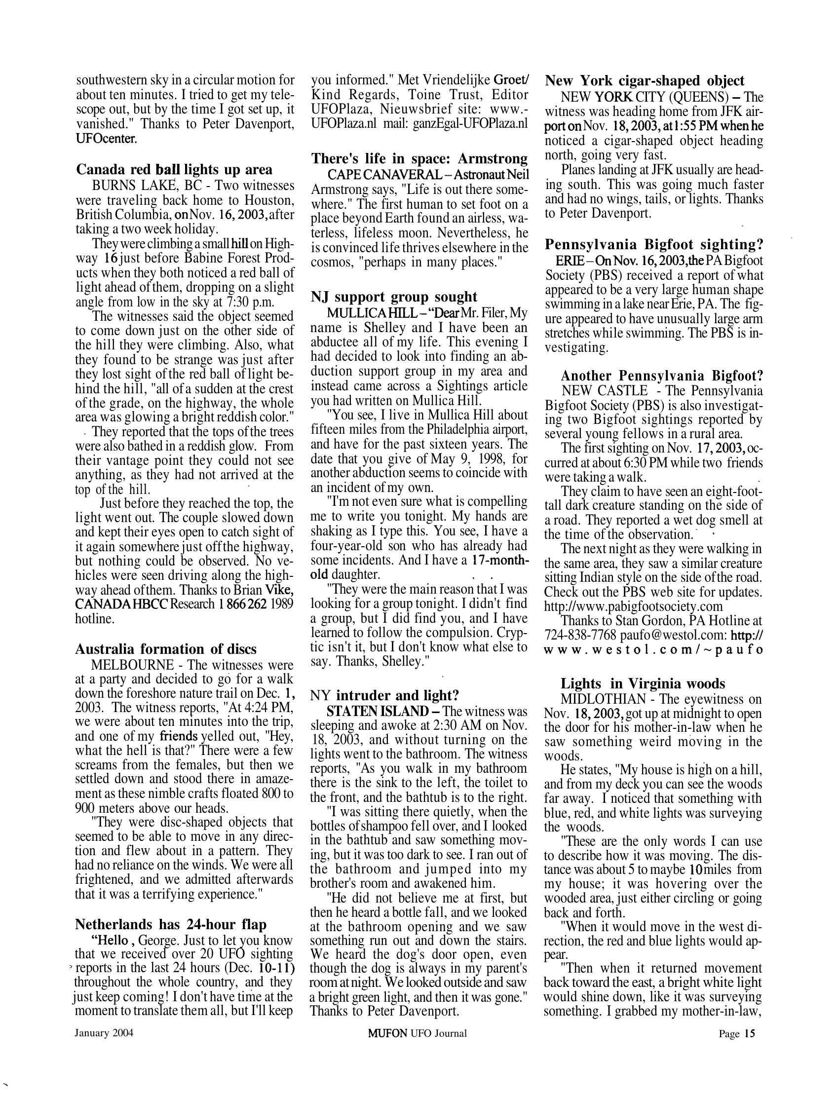 Mufon Ufo Journal 2004 1. January