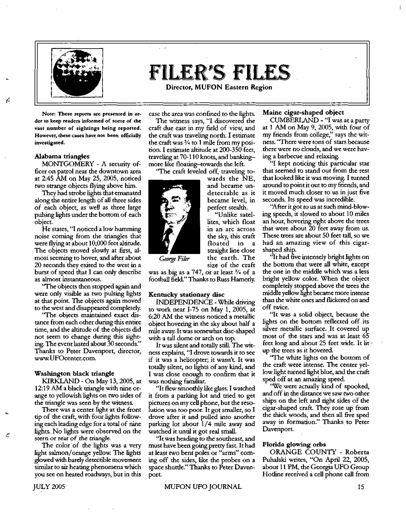 Mufon Ufo Journal 2005 7. July