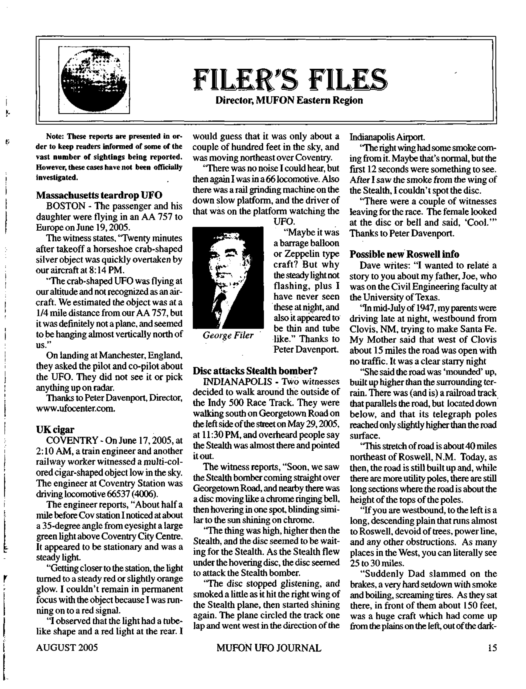Mufon Ufo Journal 2005 8. August
