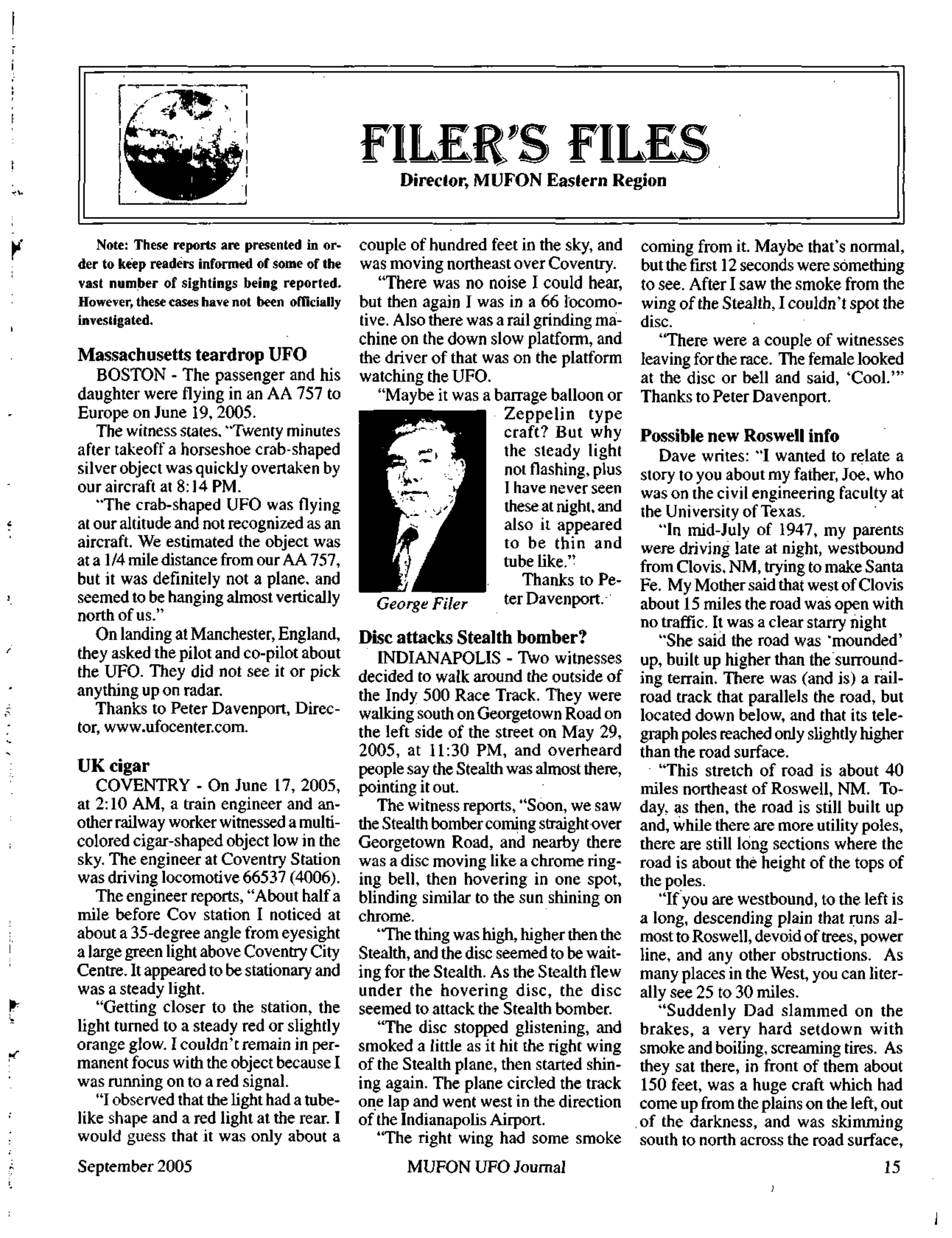 Mufon Ufo Journal 2005 9. September