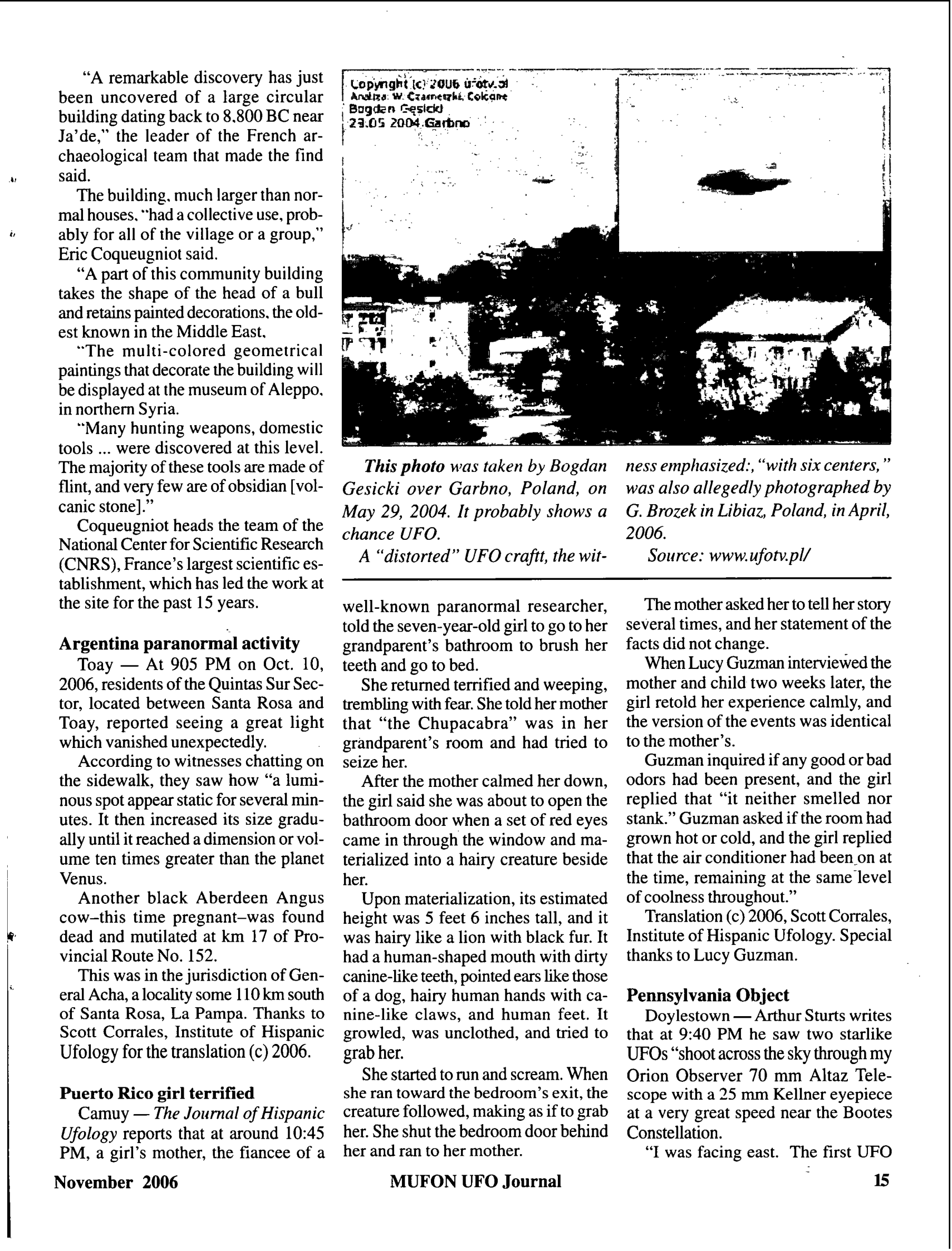 Mufon Ufo Journal 2006 11. November