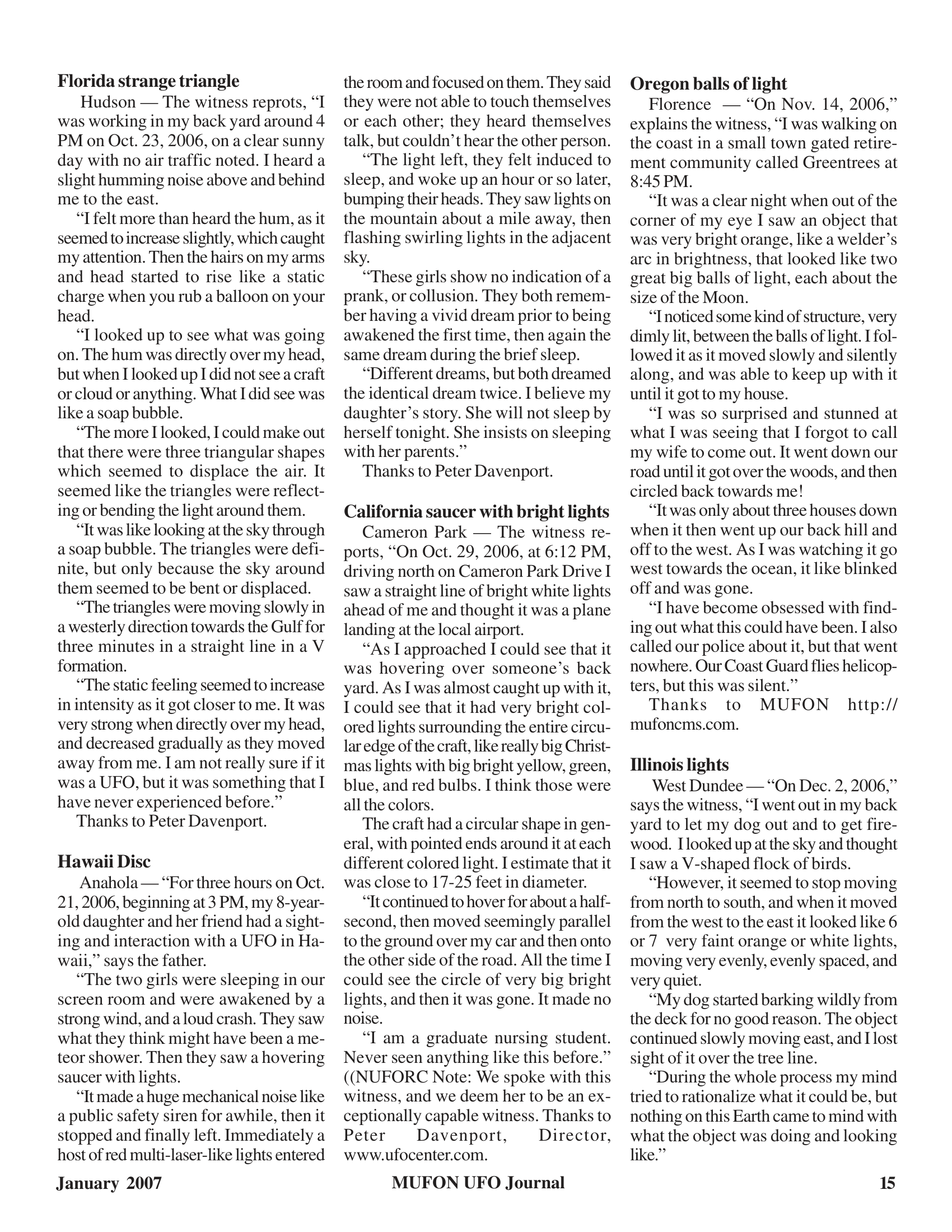 Mufon Ufo Journal 2007 1. January