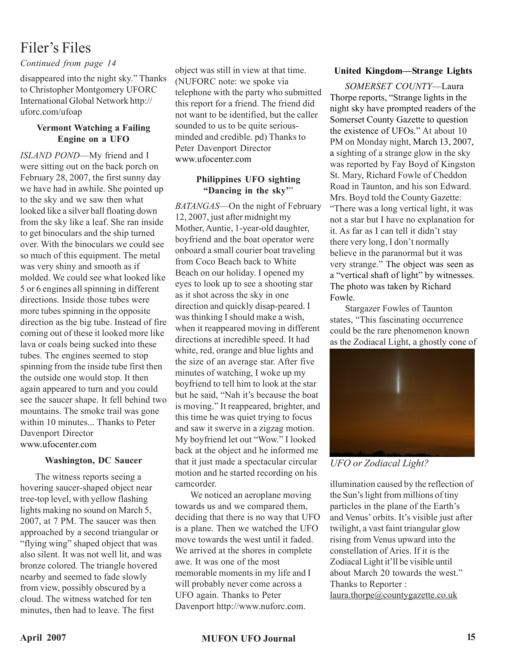 Mufon Ufo Journal 2007 4. April