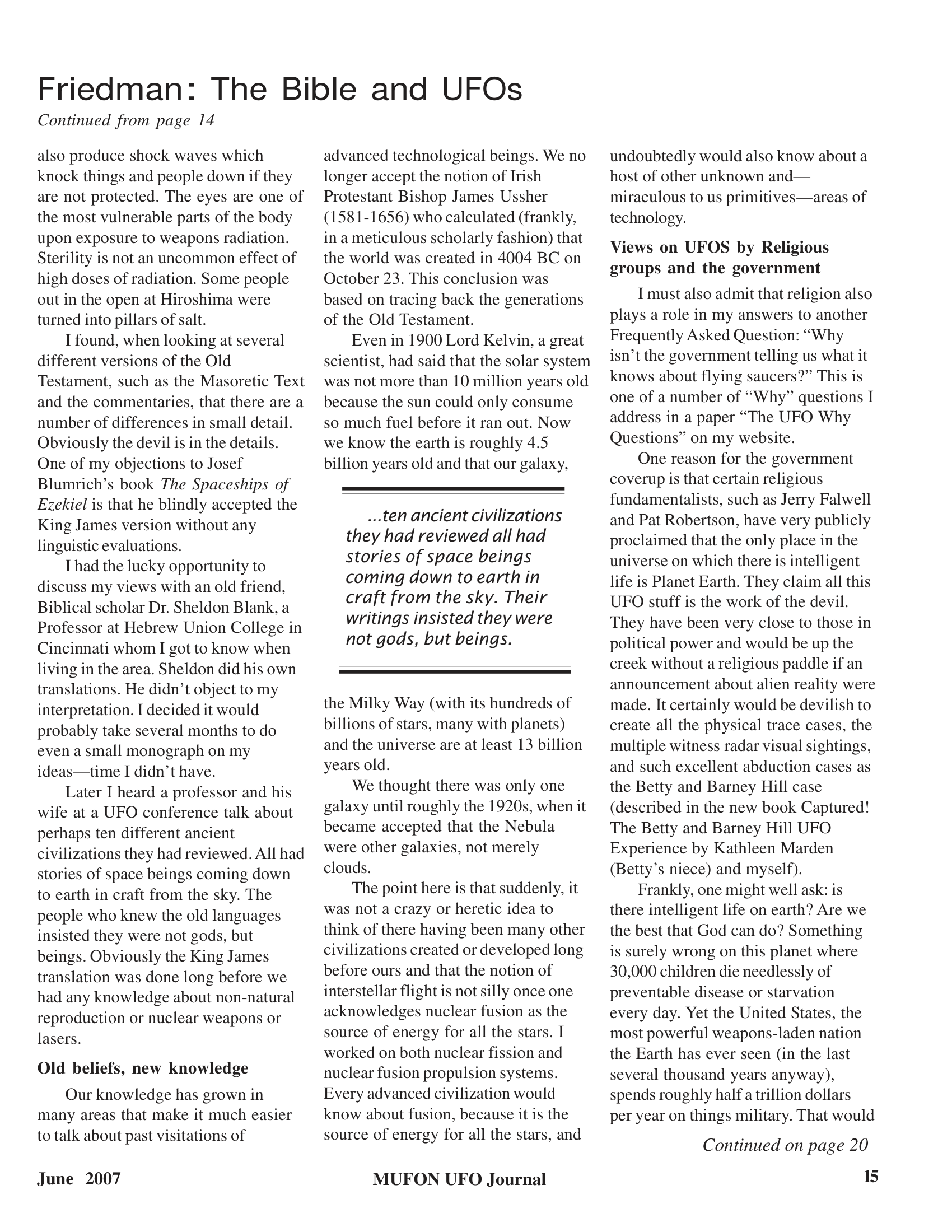 Mufon Ufo Journal 2007 6. June