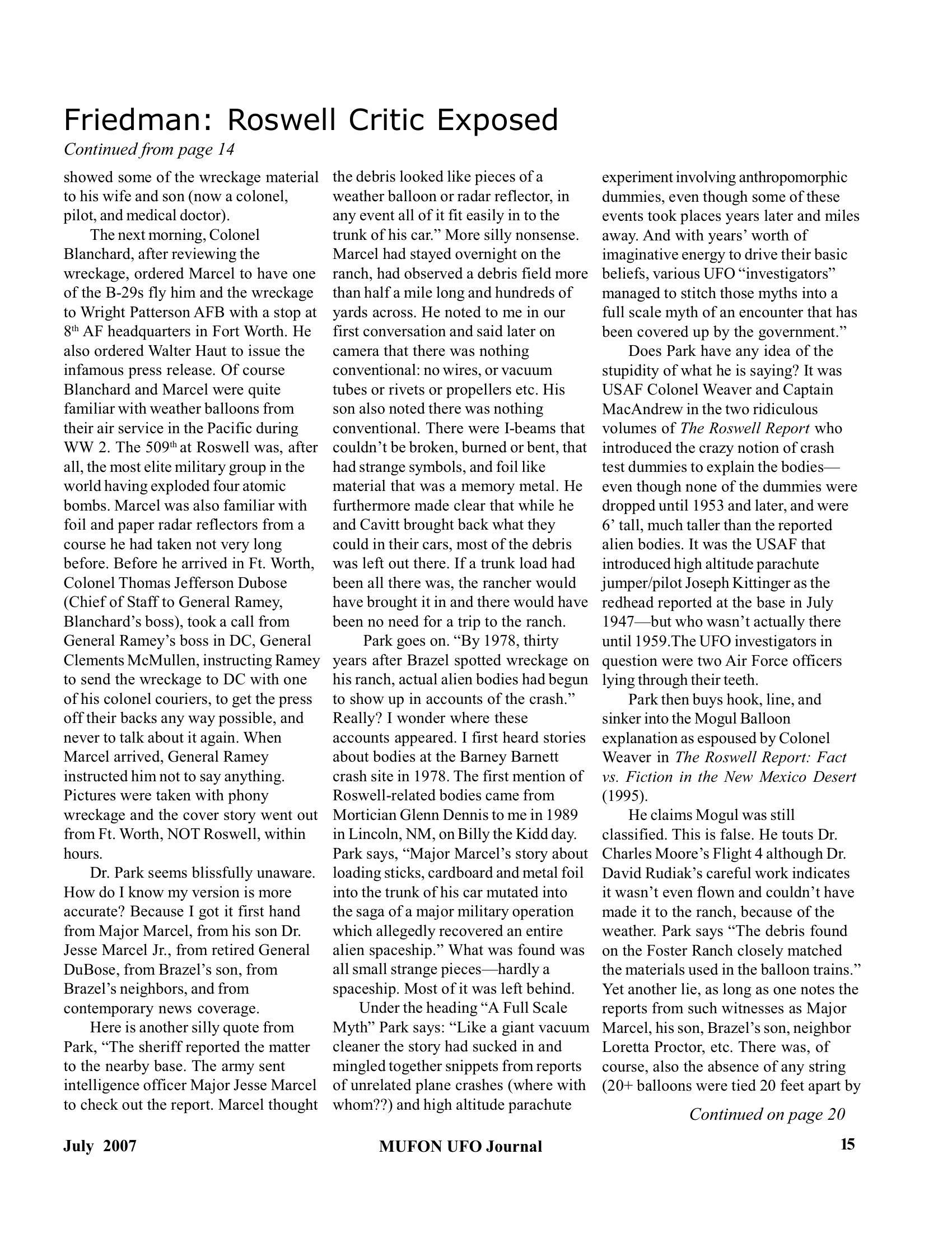 Mufon Ufo Journal 2007 7. July