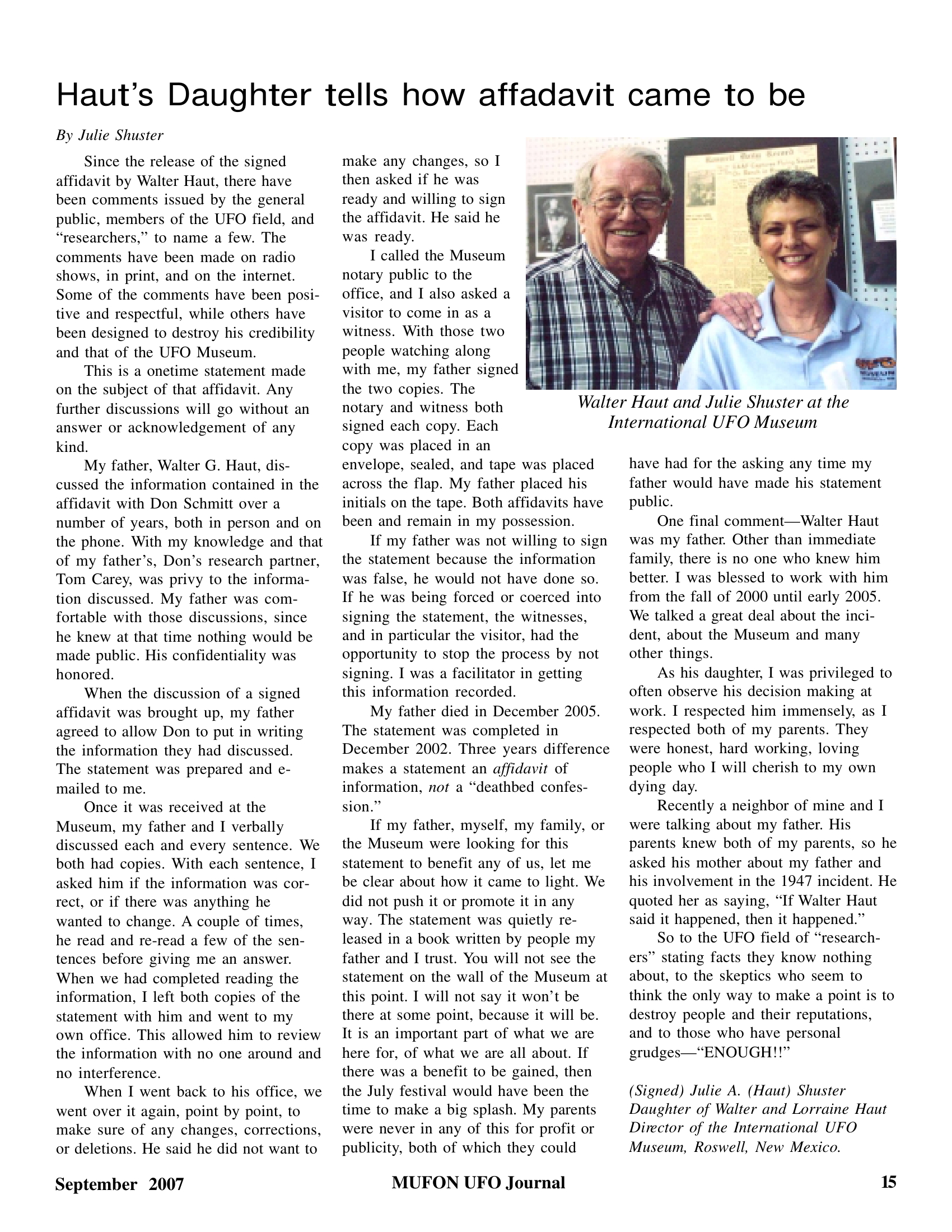 Mufon Ufo Journal 2007 9. September