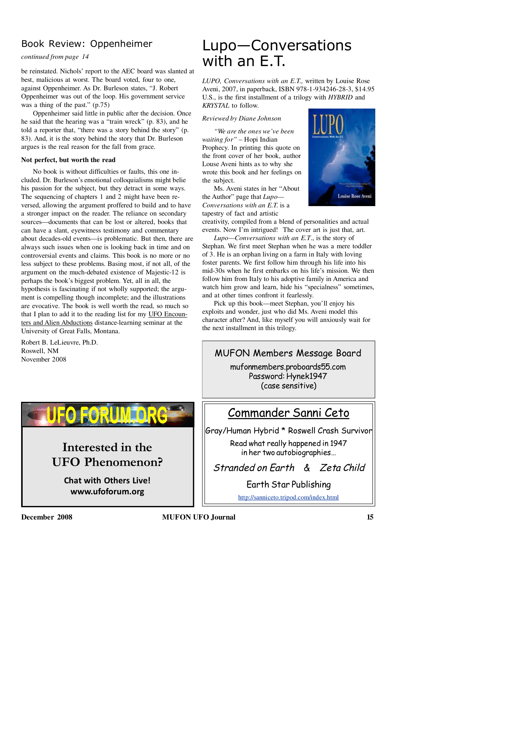 Mufon Ufo Journal 2008 12. December