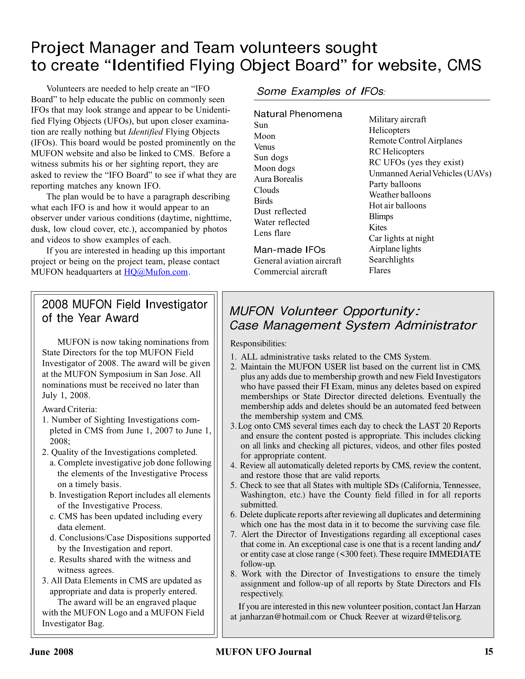 Mufon Ufo Journal 2008 6. June
