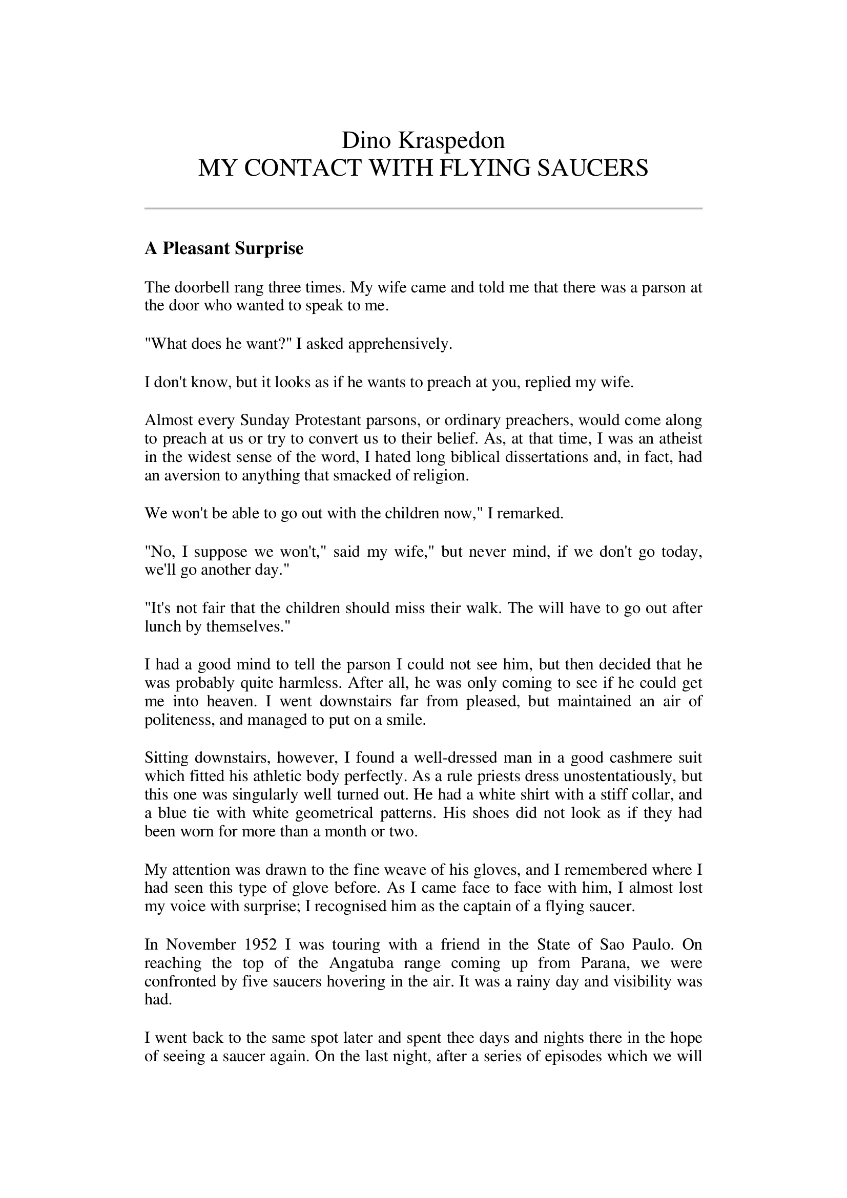 My Contact With Flying Saucers Dino Kraspedon