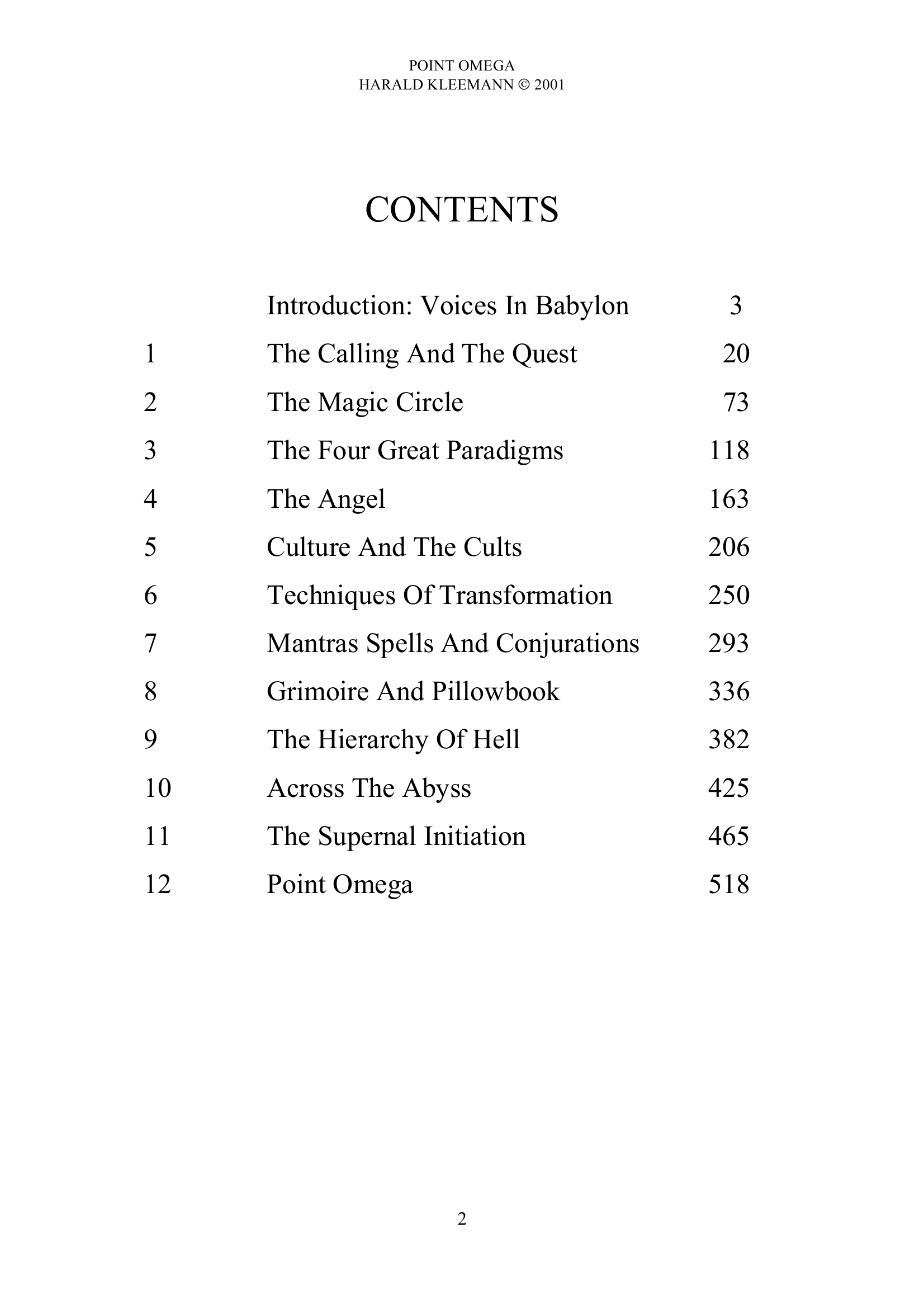 Point Omega Harald Kleeman