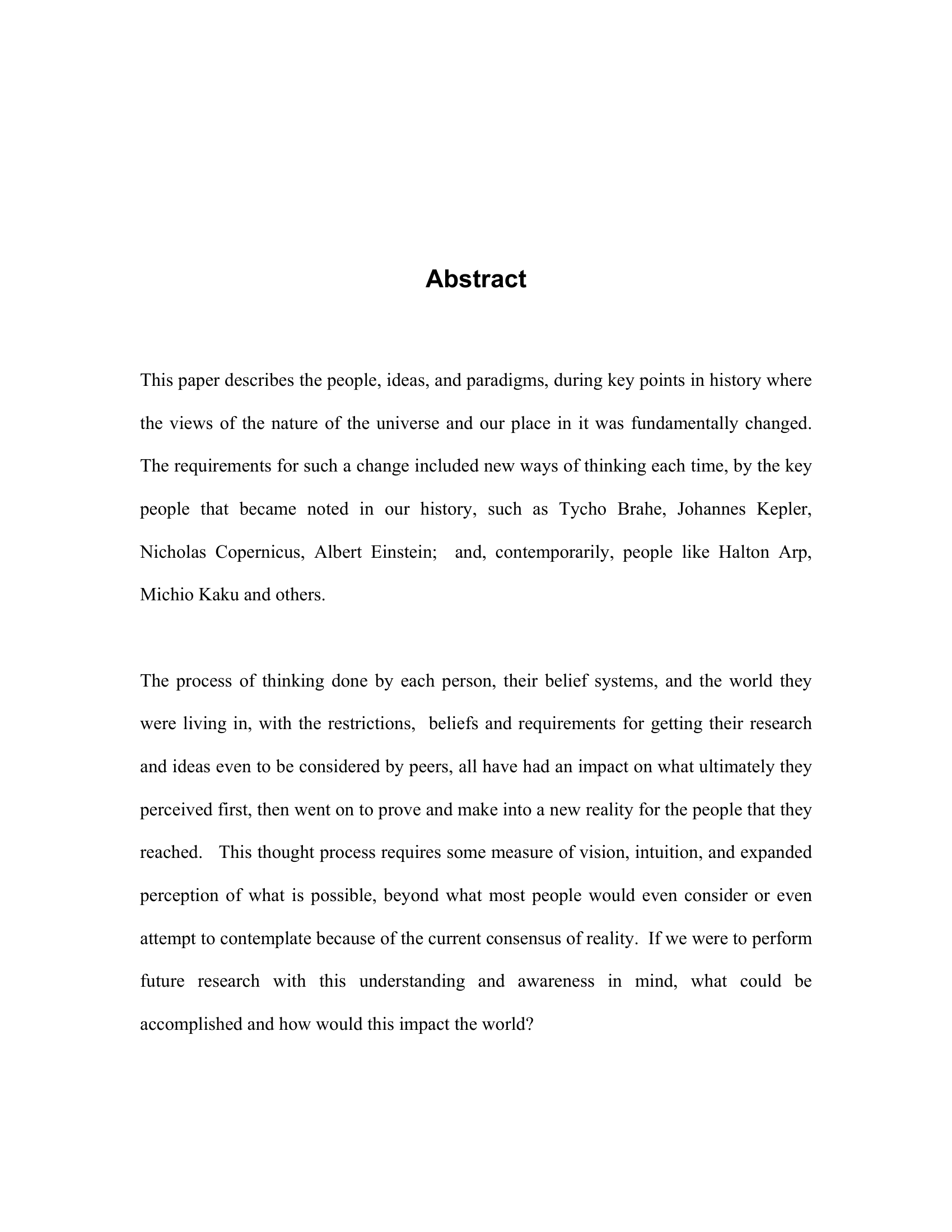 The Effect Of Consciousness On Astronomical Understanding And Paradigm Shifts