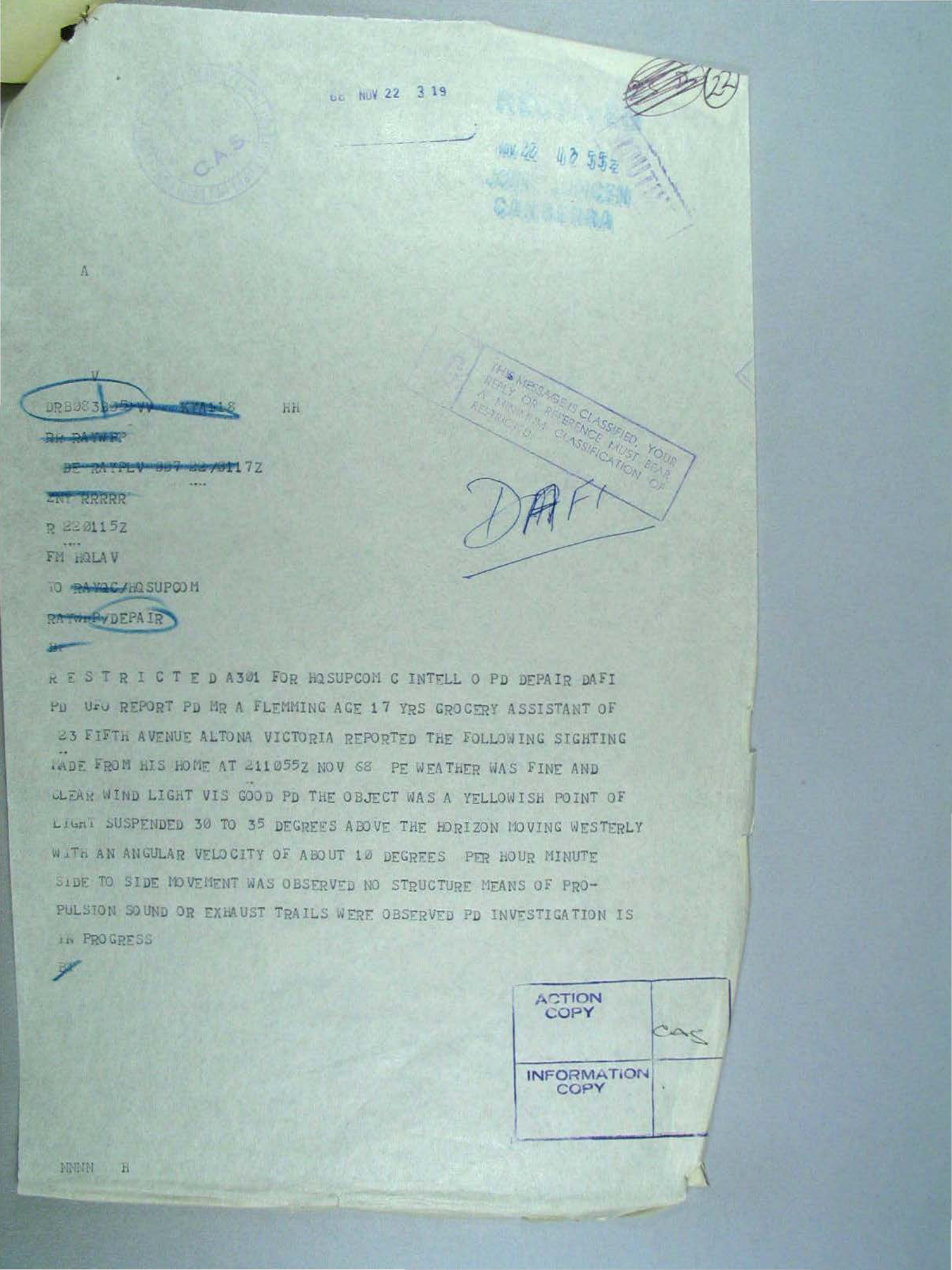 Australia Ufo Disclosure 15, 249P File A703 580 1 1 Part 10 646556