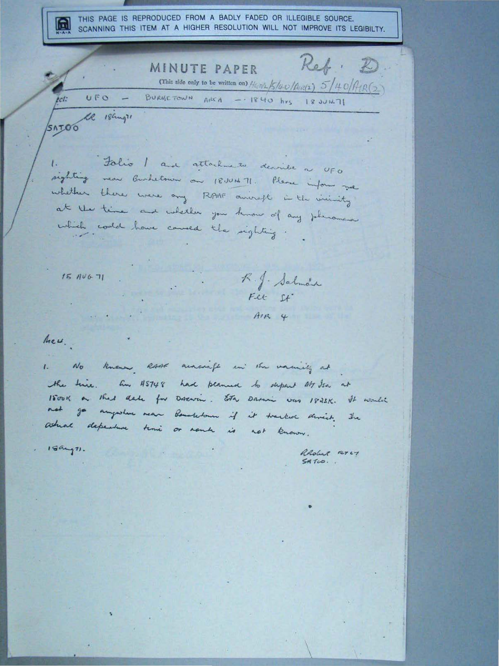 Australia Ufo Disclosure 20, 198P File A703 580 1 1 Part 16 646570