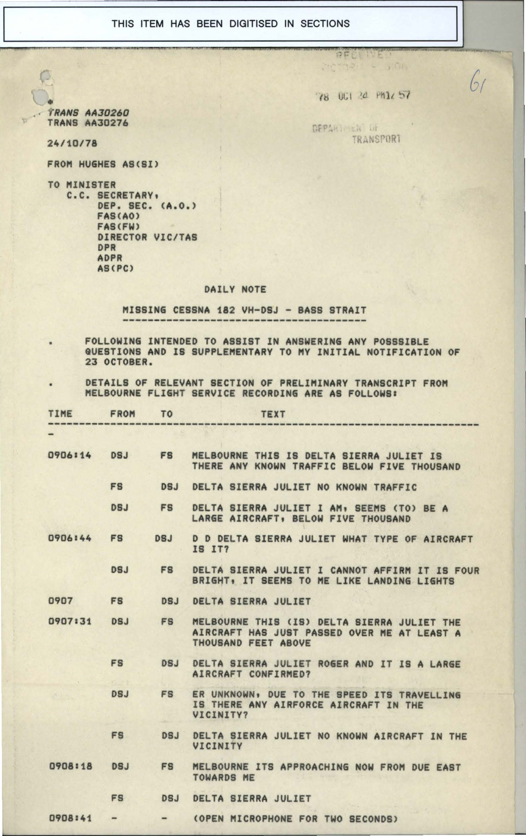 Australia Ufo Disclosure 58, 315P File B1497 V116 783 1047 10491375
