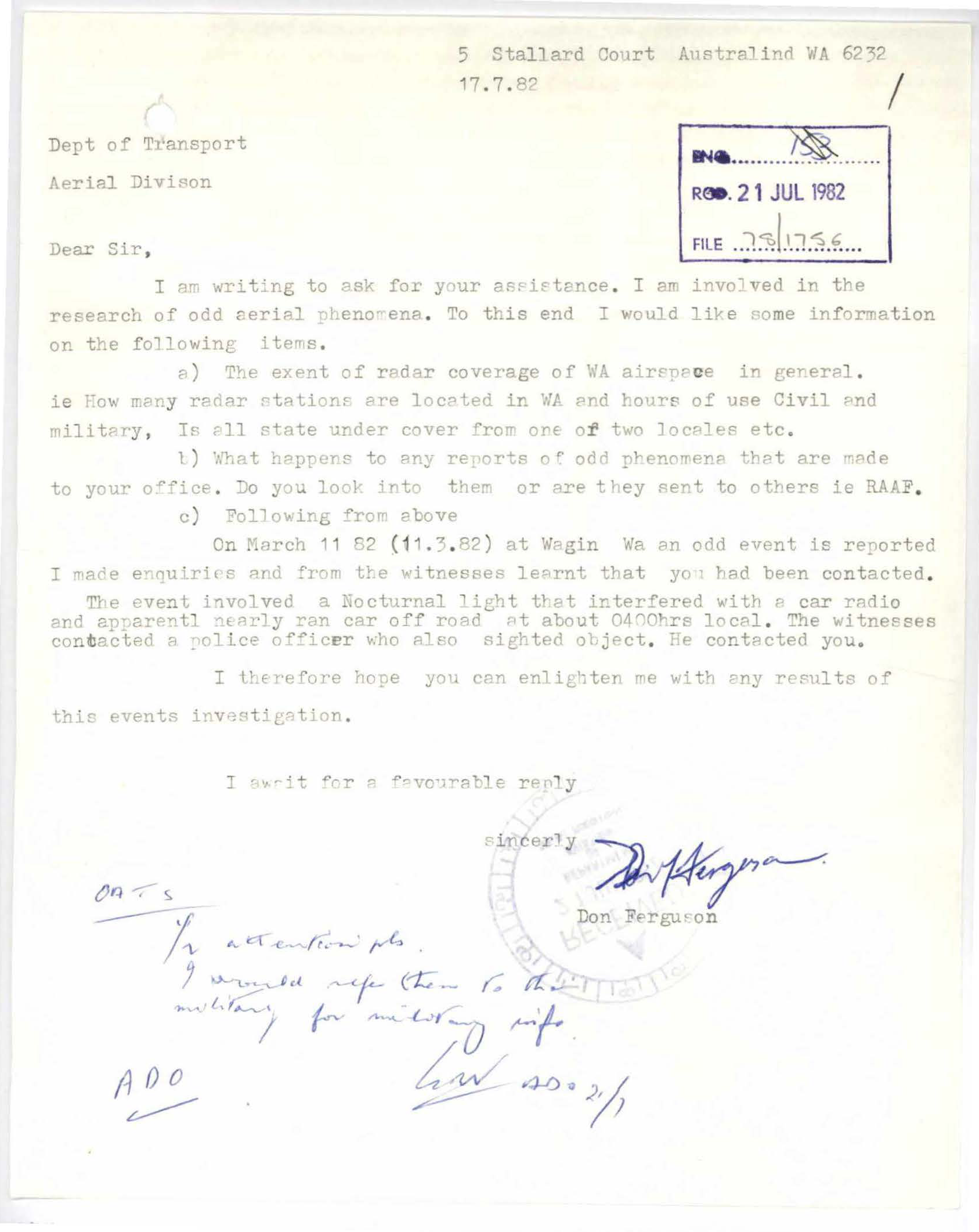 Australia Ufo Disclosure 72, 18P File K95 1986 871 1886625