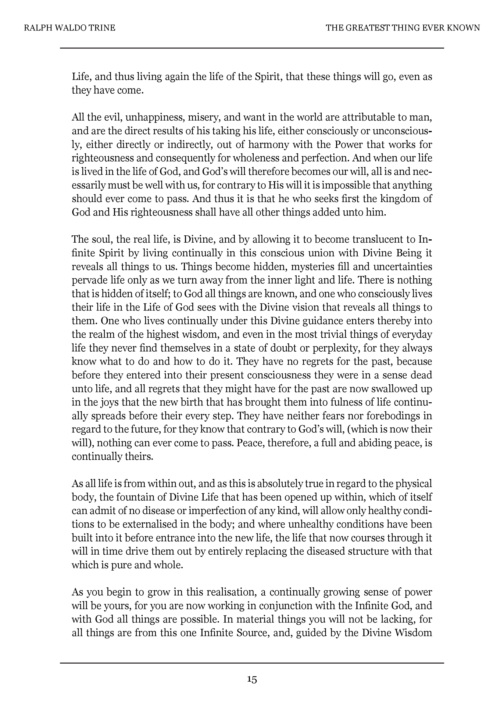 The Greatest Thing Ever Known Ralph Waldo Trine