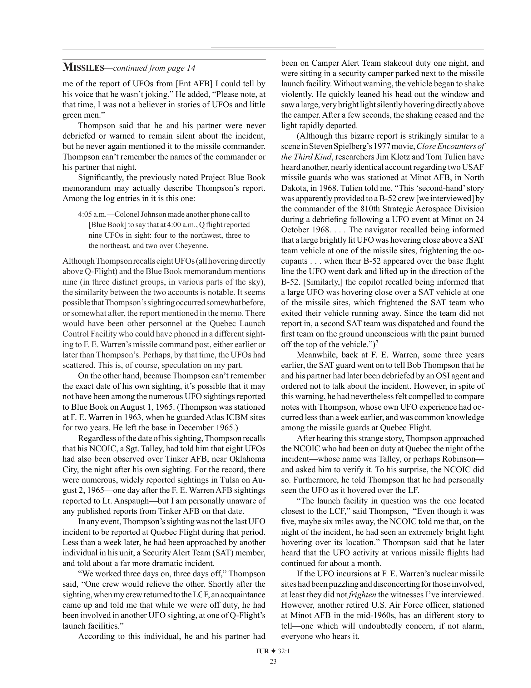 Remarkable Reports From The Missile Field Robert Hastings