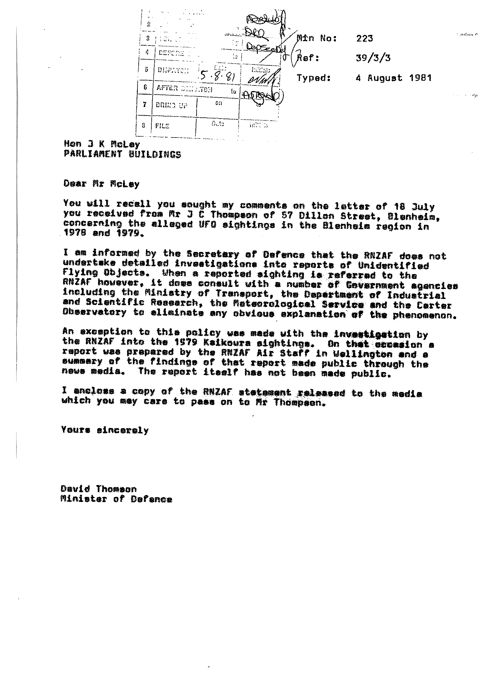 New Zeland Defence Force Ufo Disclosure 1981 1984, 185 Pages