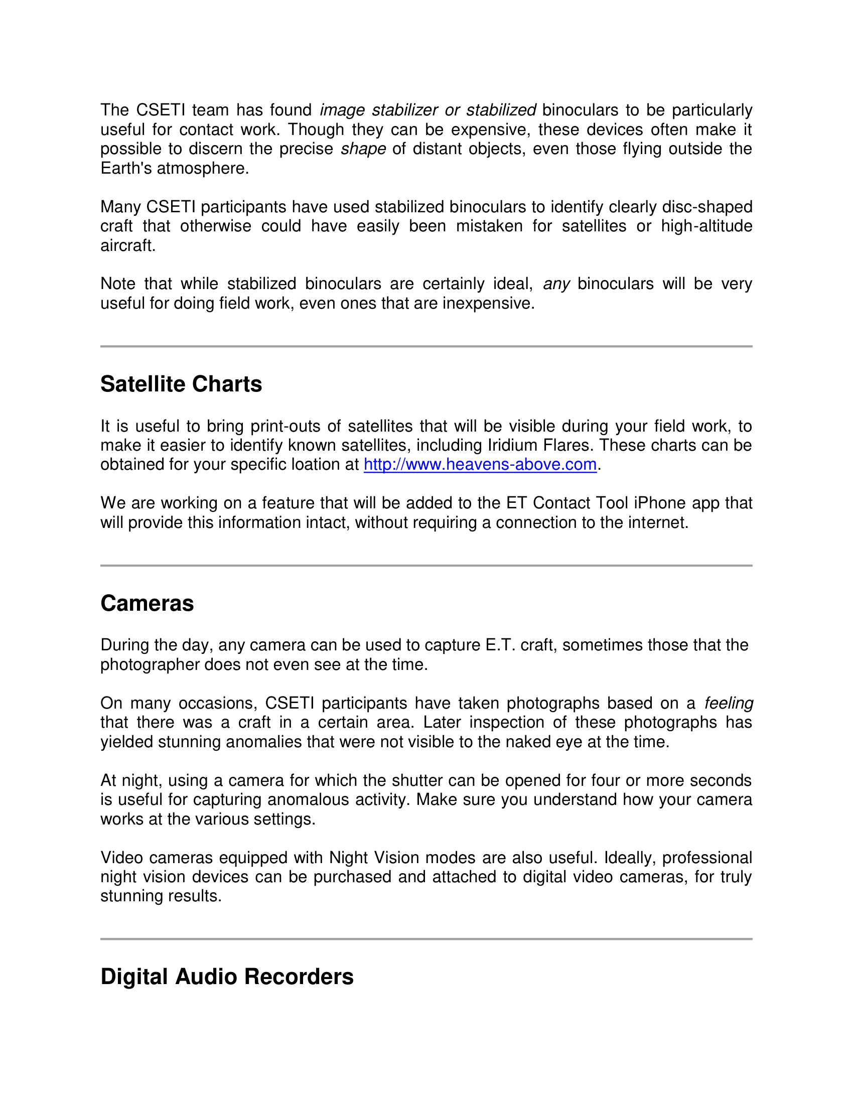 Cseti 06 Additional Equipment Description