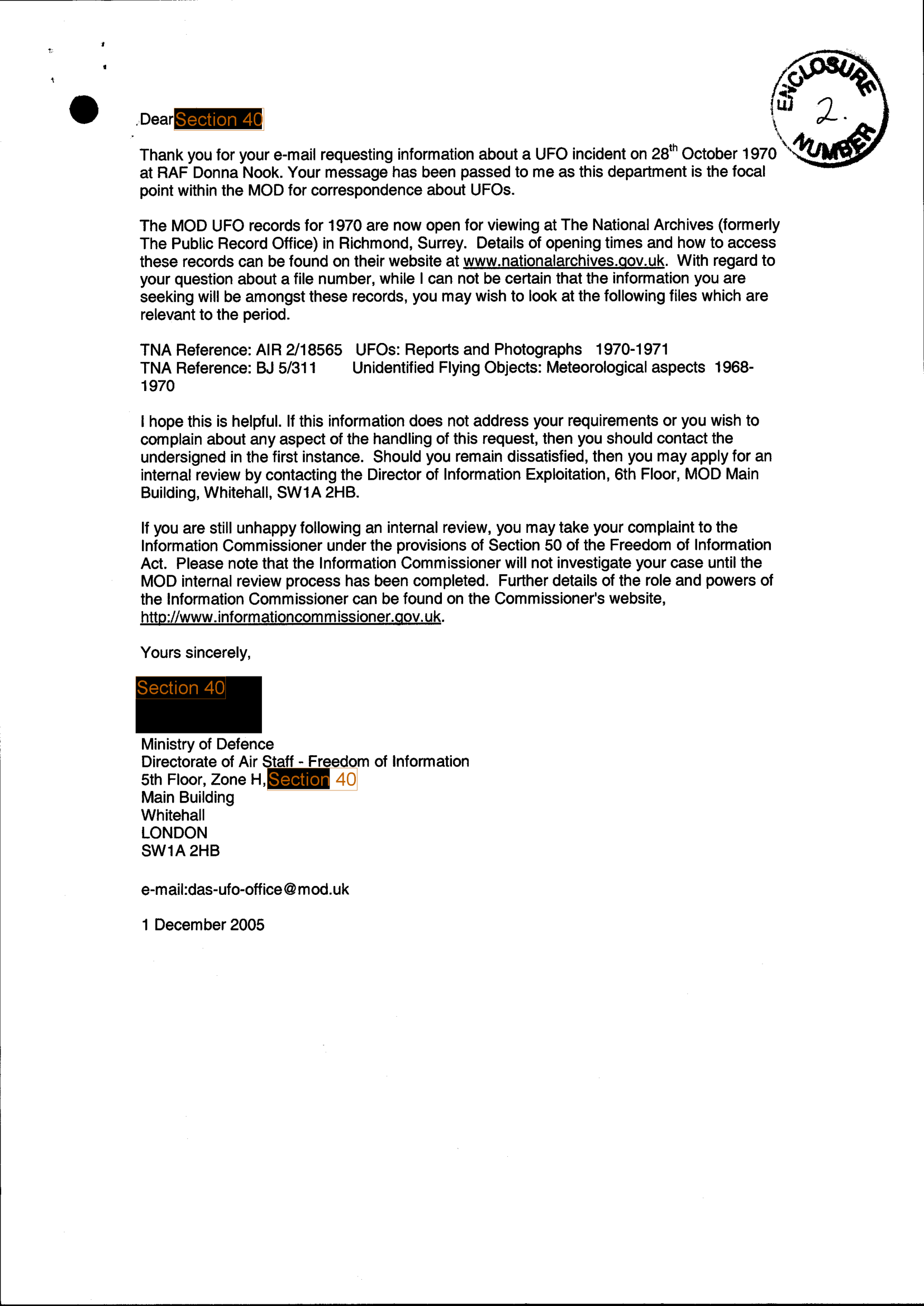 Uk Ufo Disclosure Part 19, 178P Uk Document 24 2064 1