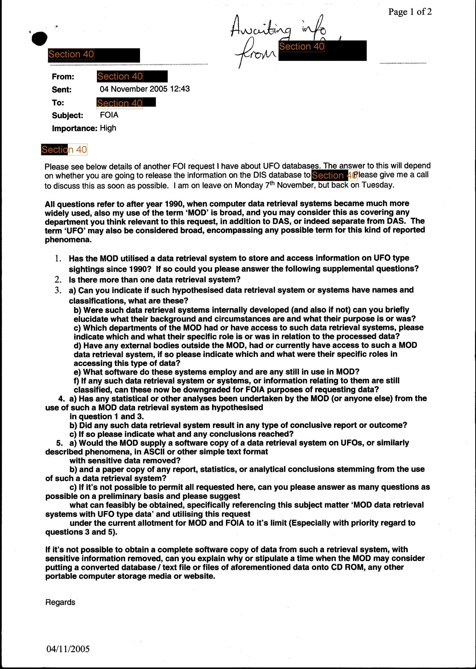 Uk Ufo Disclosure Part 22, 111P Uk Document 24 2067 1