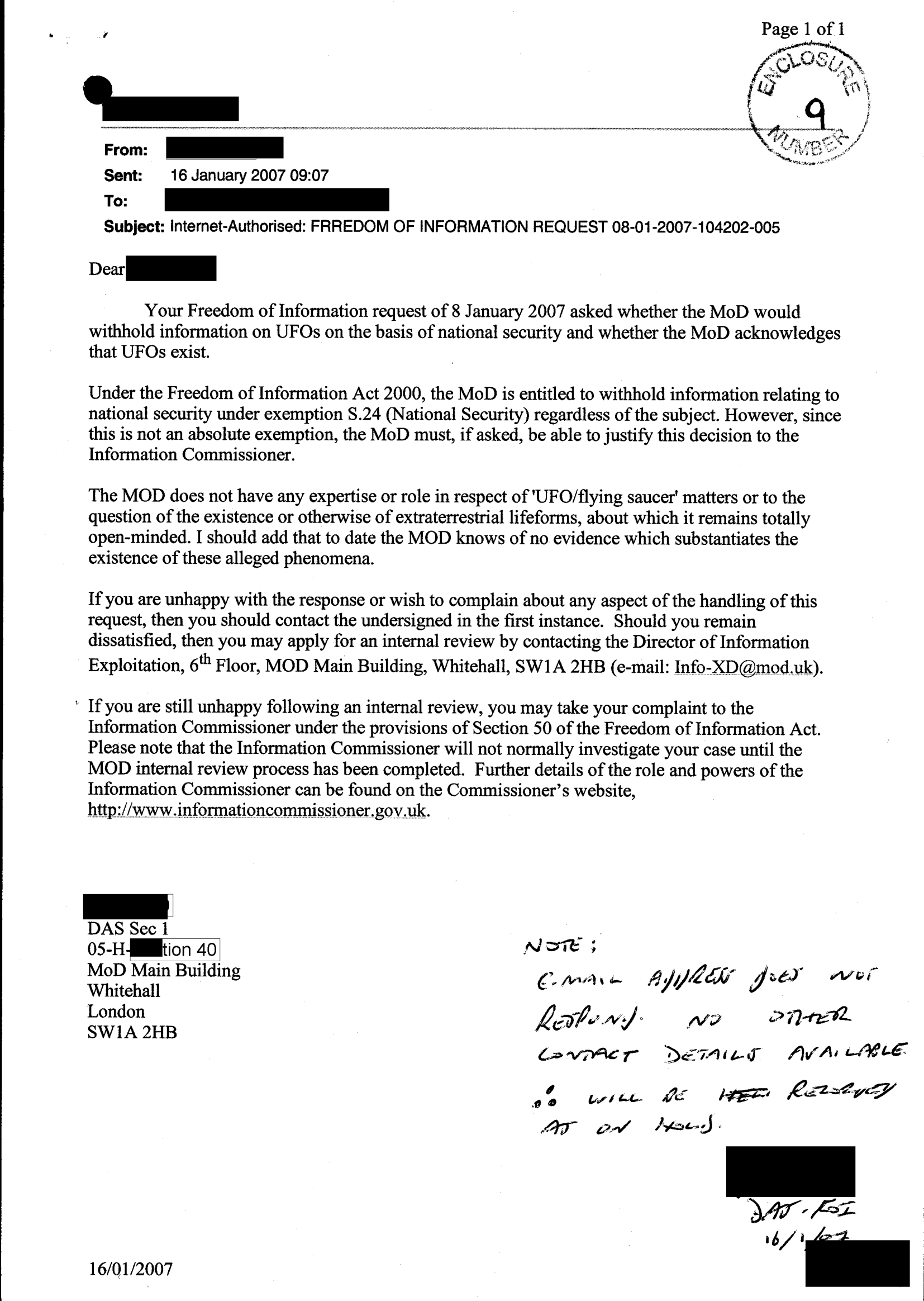 Uk Ufo Disclosure Part 24, 127P Uk Document 24 2075 1