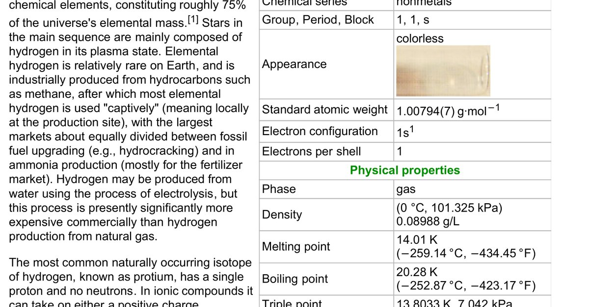 Hydrogen Wikipedia, the free encyclopedia
