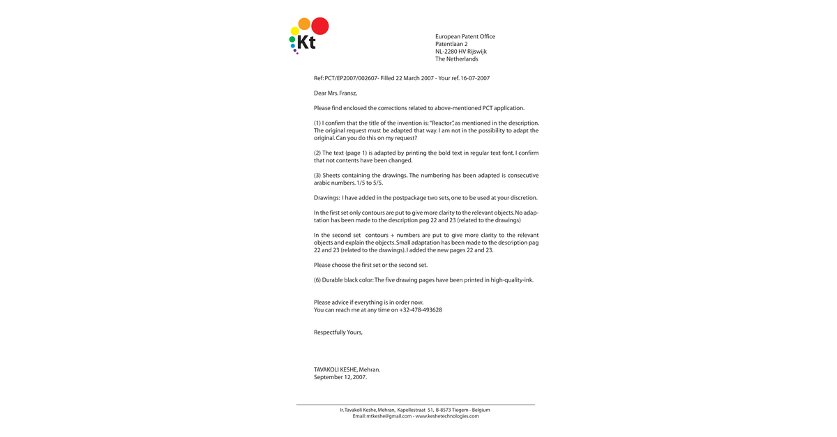 Letter To PCT