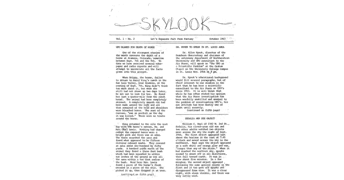 MUFON UFO Journal 1967 10. October Skylook