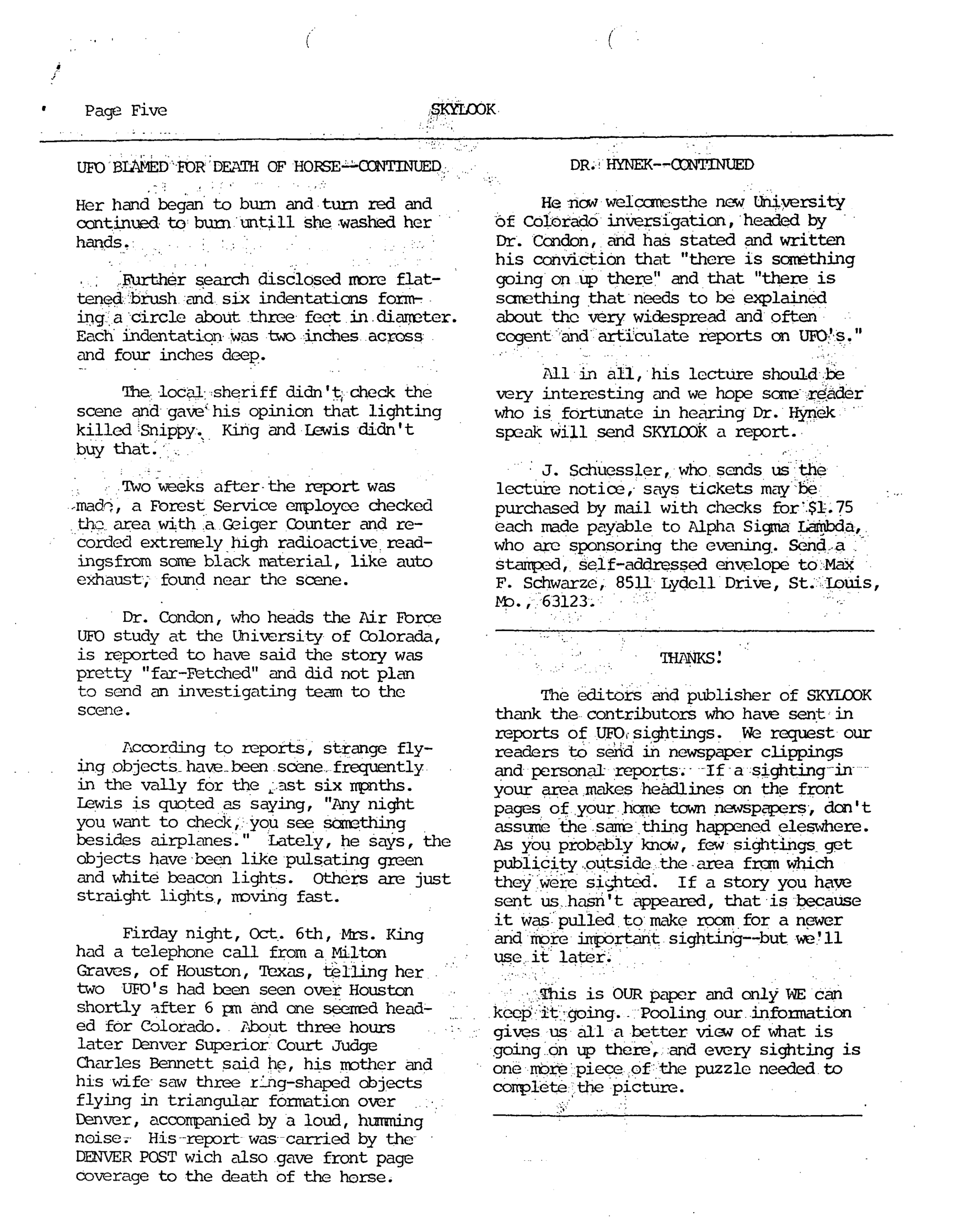 Mufon Ufo Journal 1967 10. October Skylook