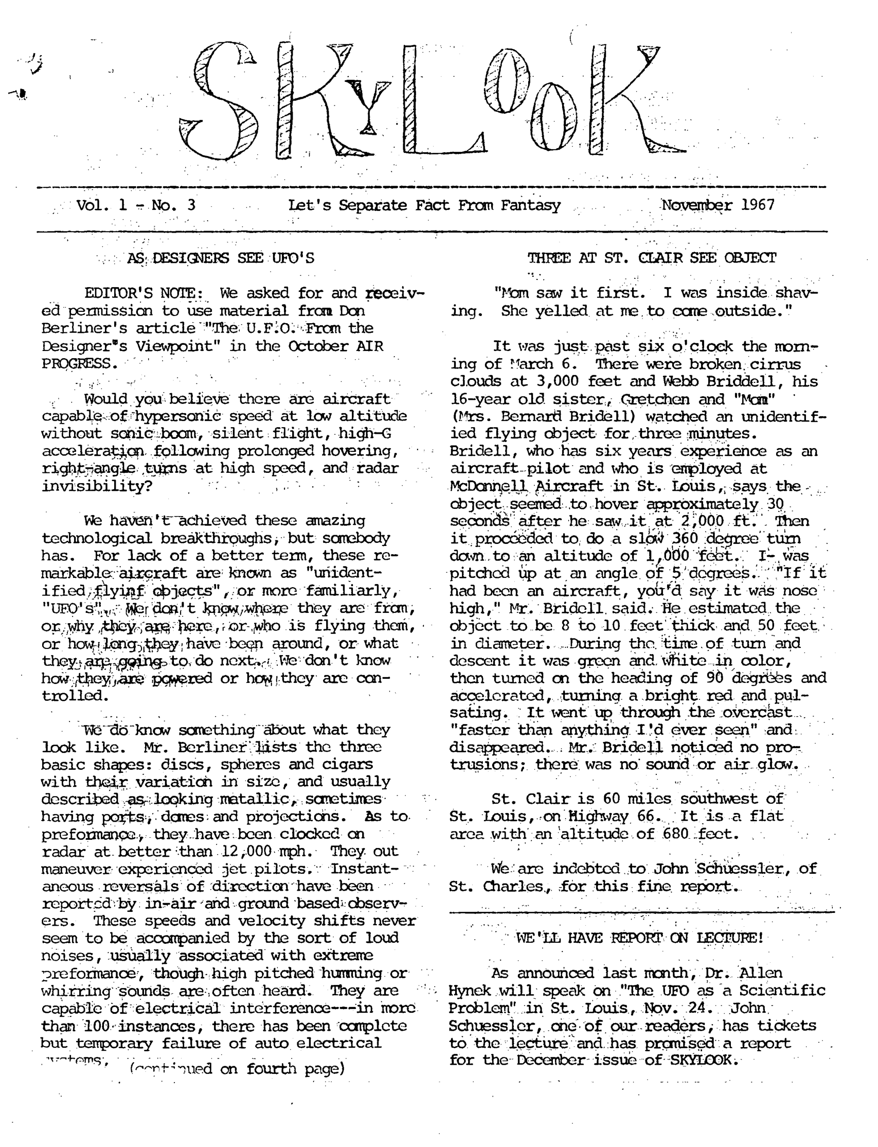 Patent MUFON-UFO-Journal-1967-11.-November-Skylook — page 1
