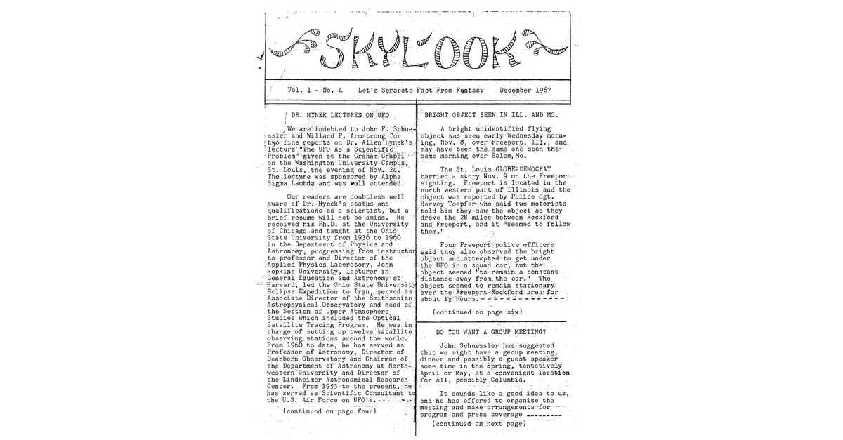 MUFON UFO Journal 1967 12. December Skylook